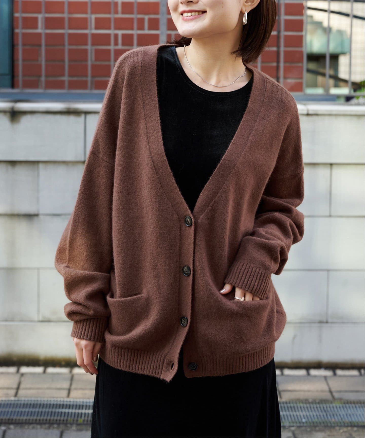 フォックス混ファーニットカーディガン（ニット／セーター）｜OUTDOOR