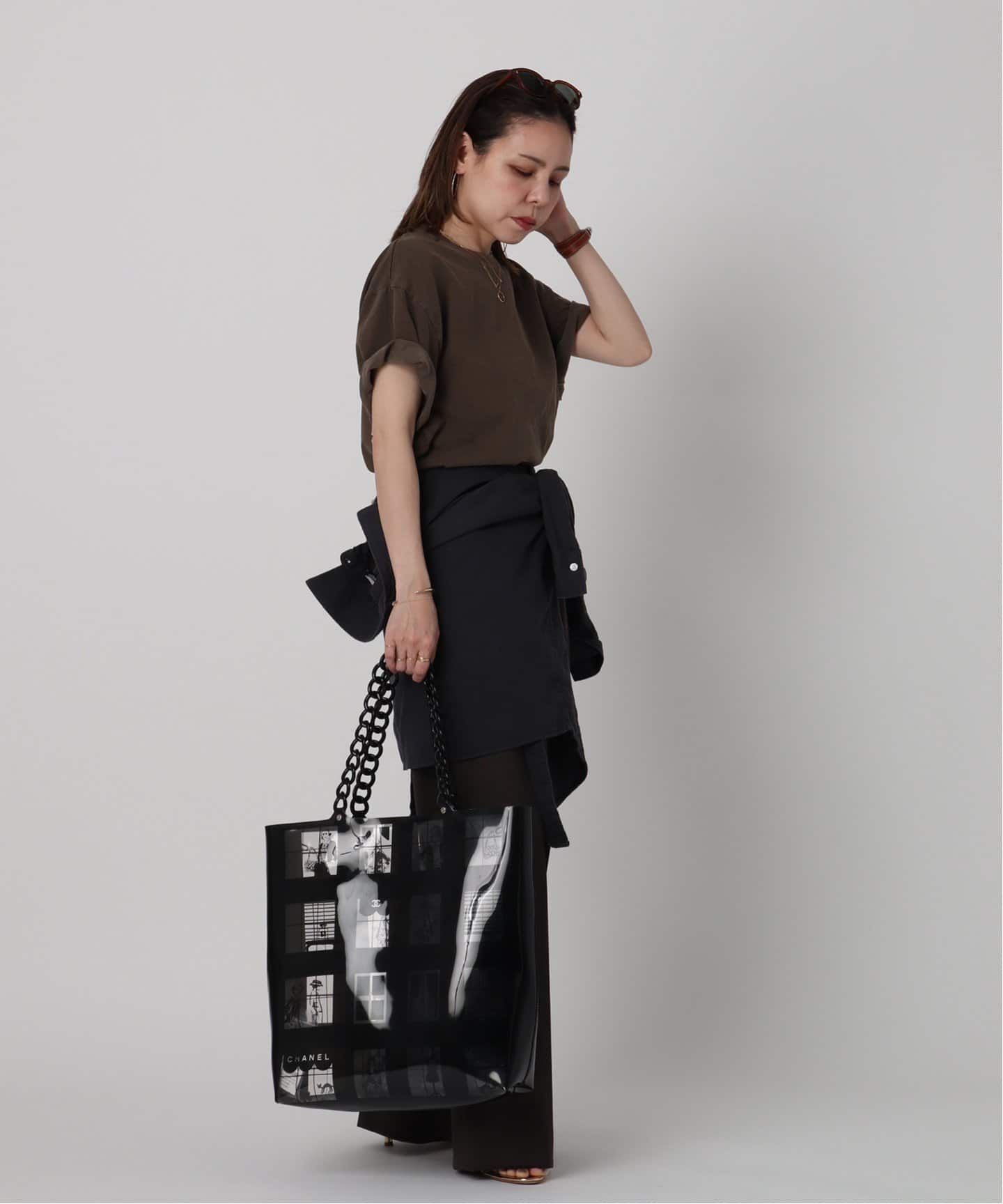 VINTAGE CHANEL/シャネル】 Windowsline ビニールトートバッグ（トート