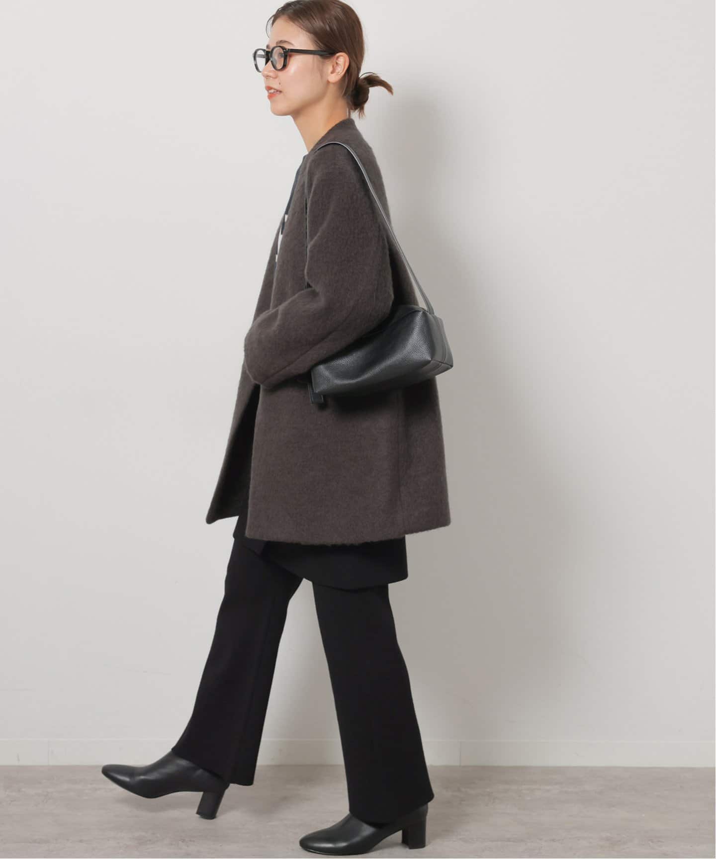 ウールモヘヤミックスノーカラージャケット（ノーカラージャケット