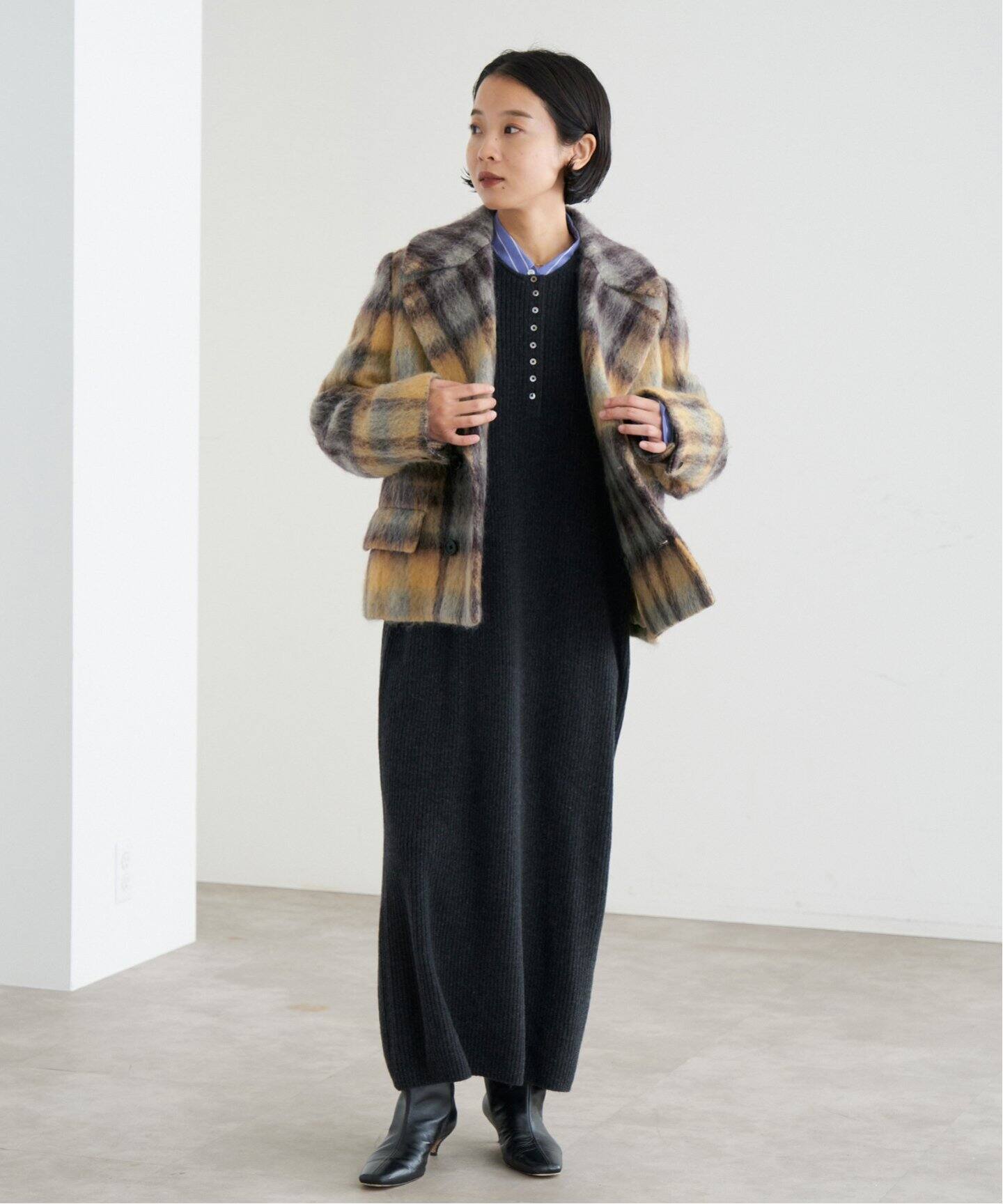 チェックシャギーショートジャコット（その他ブルゾン／アウター