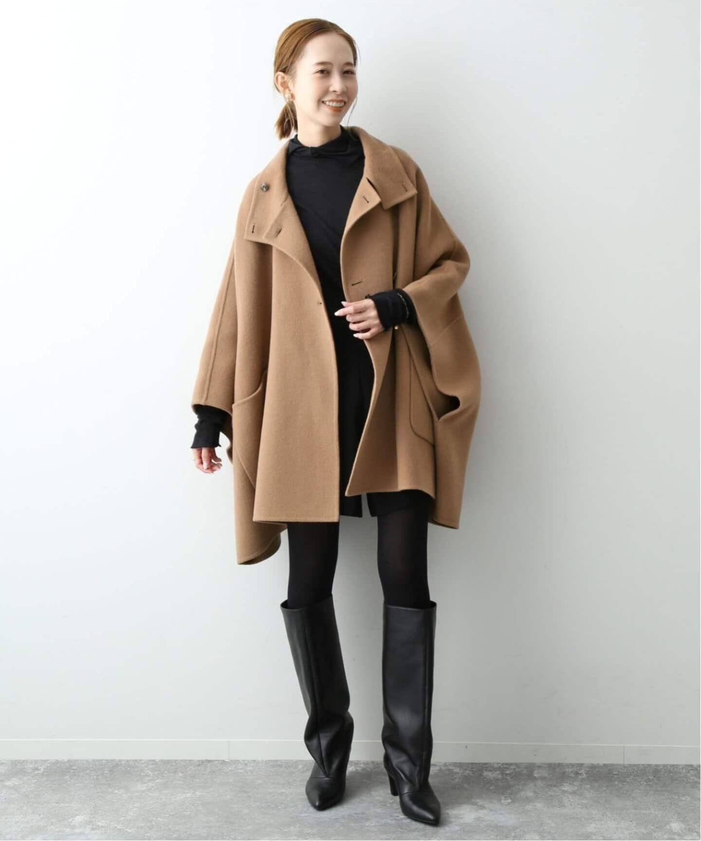 WEB限定/追加》スタンドカラーダブルフェイスポンチョ（ポンチョ