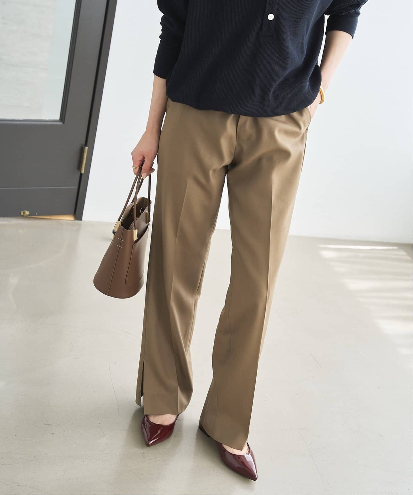 追加》ポインテッドワンストラップフラット（フラットシューズ）｜LE