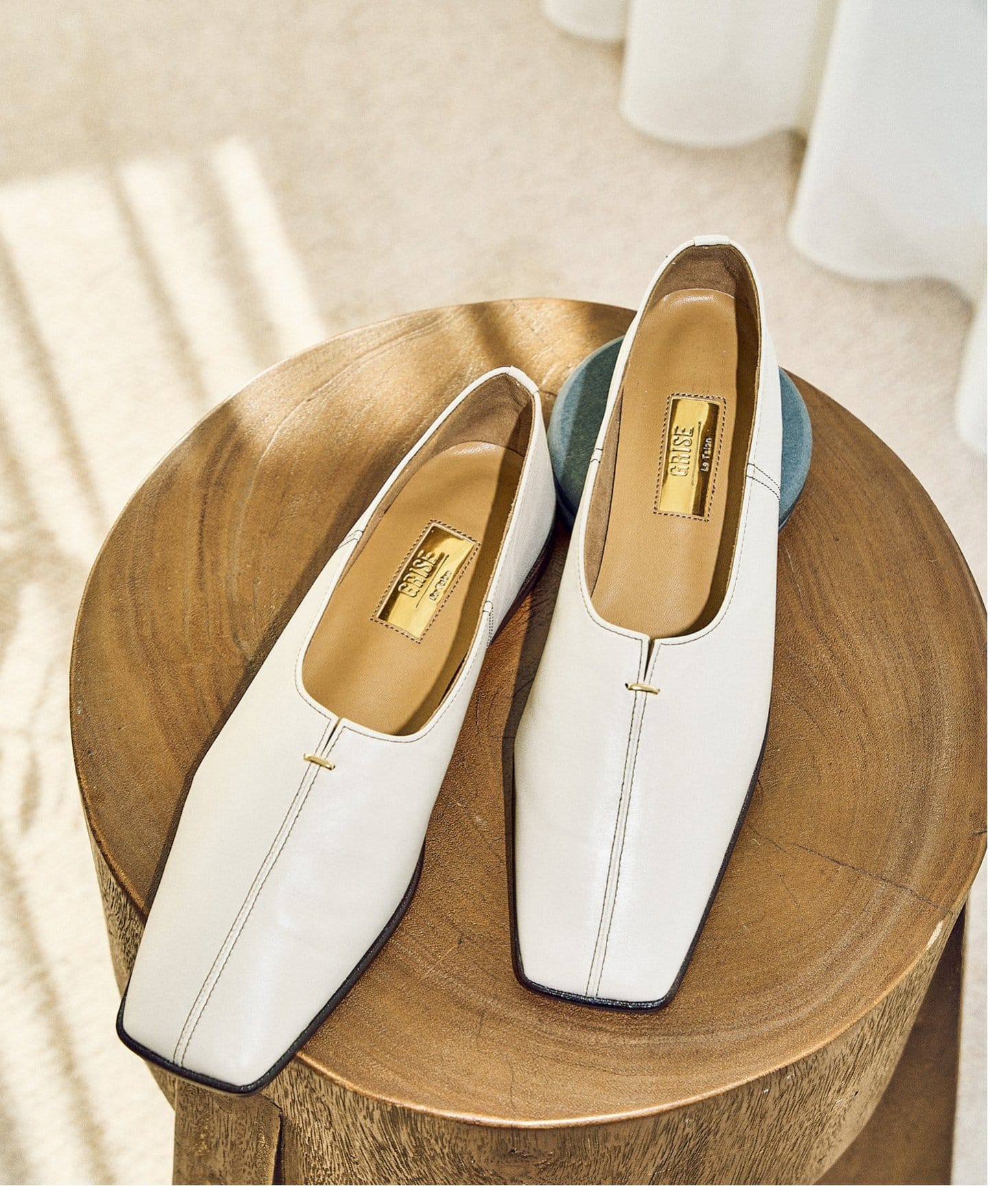 GRISEレザースクエアハイバンプフラット（フラットシューズ）｜LE