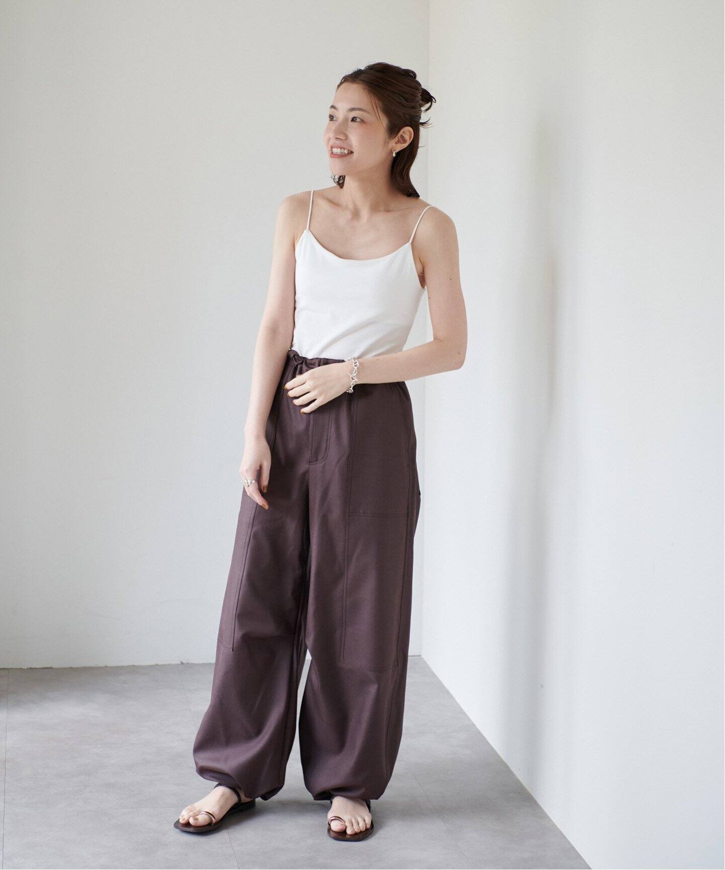 オーガニックコットン混 ストレッチバックオープンブラキャミソール