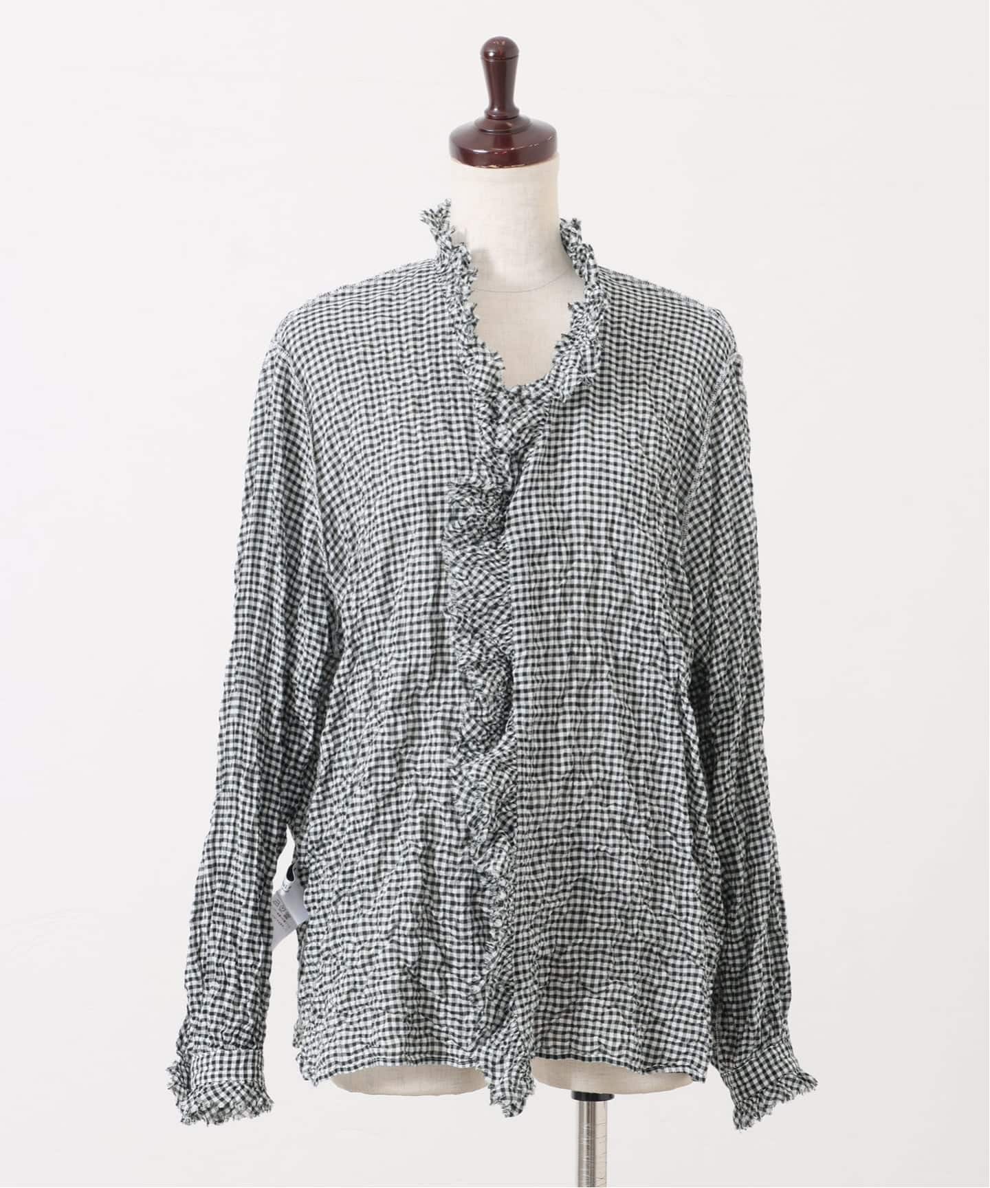 シャーリングチェック フリルブラウス（シャツ／ブラウス）｜journal