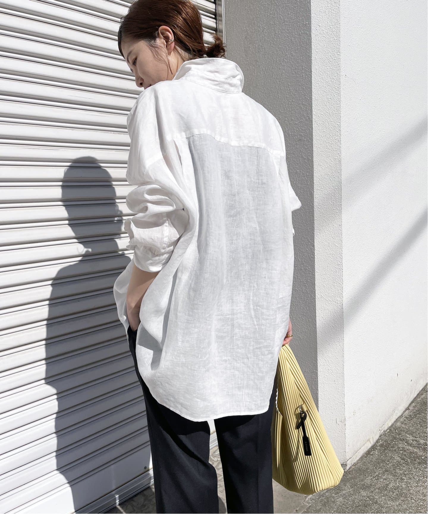 ゆったりサイズ》追加2予約 80リネンカシュクール ビッグシャツ