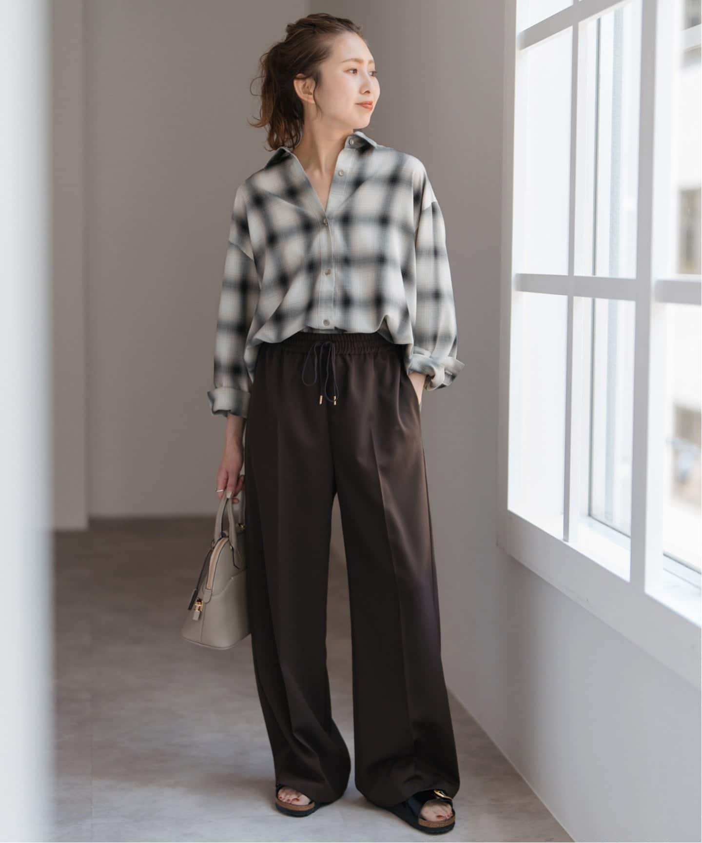 追加》メタルボタンTRチェックルーズシャツ（シャツ／ブラウス