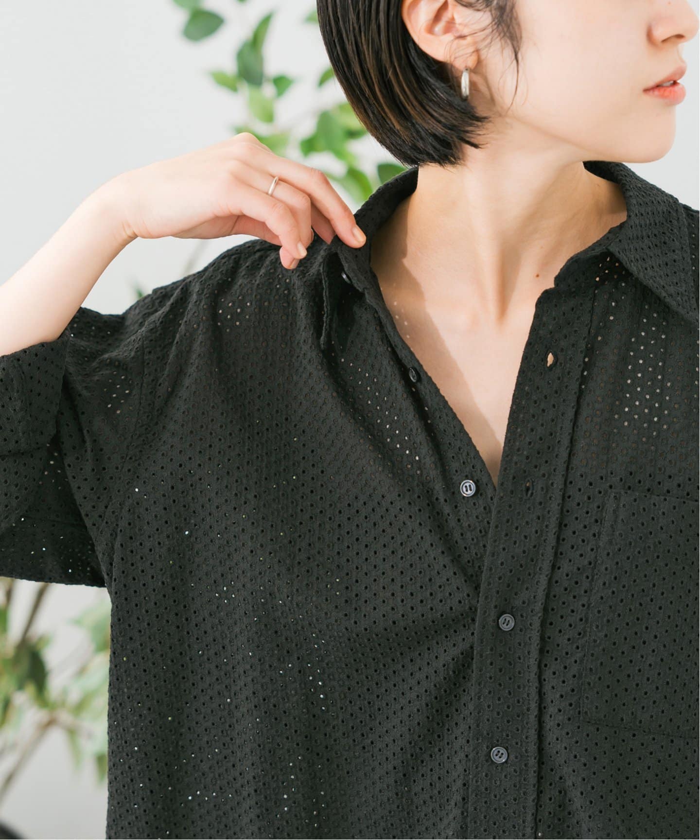 カットワークスモールドットルーズシャツ（シャツ／ブラウス）｜Spick