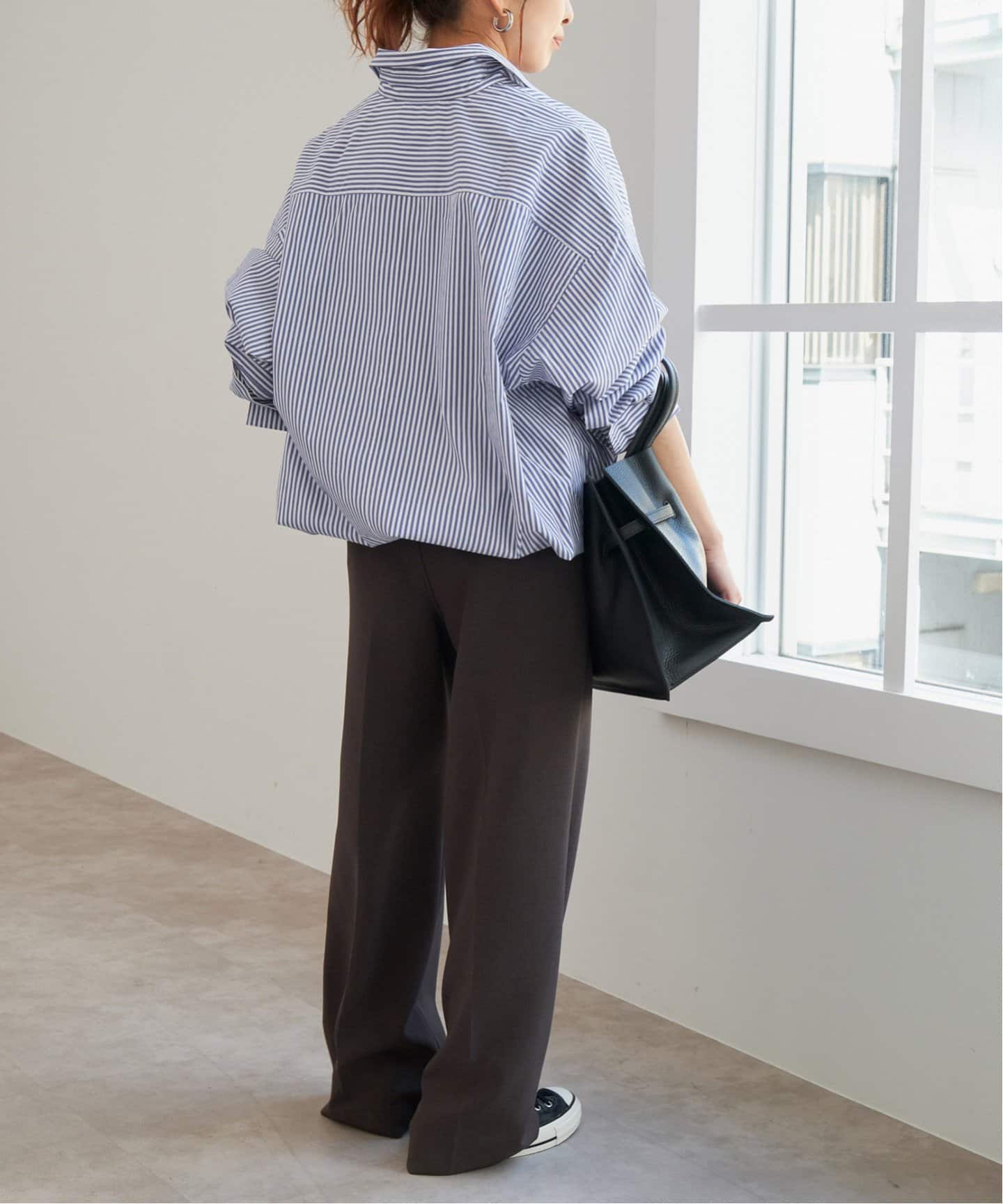 追加》CO/PEストライプヘムギャザーシャツ（シャツ／ブラウス）｜Spick