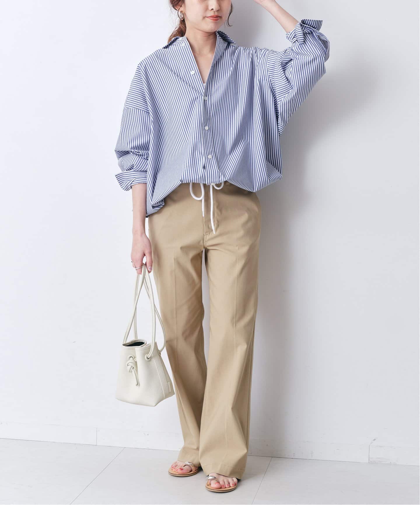 追加》CO/PEストライプヘムギャザーシャツ（シャツ／ブラウス）｜Spick