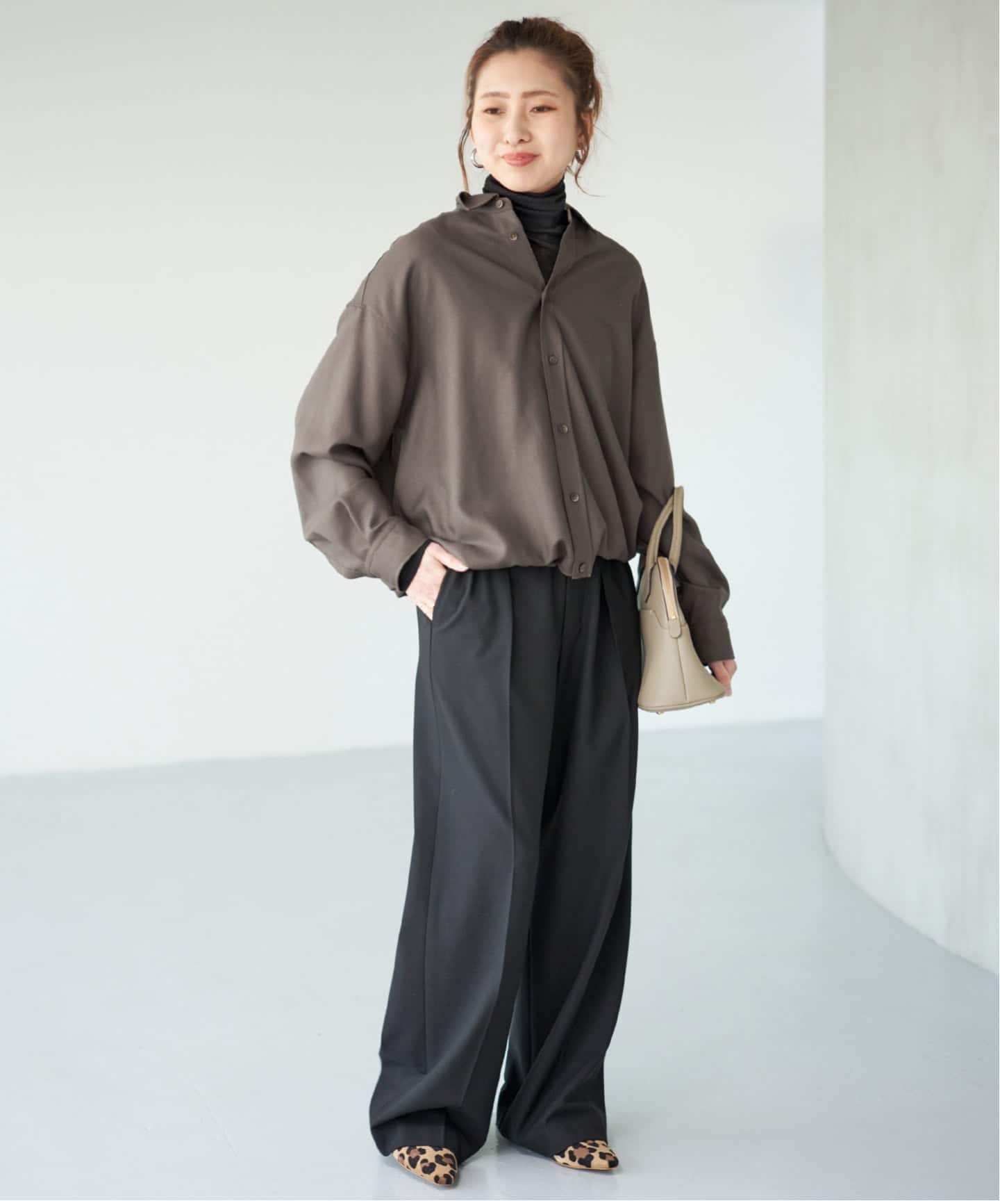 追加》ウールライクヘムギャザーシャツ（シャツ／ブラウス）｜Spick