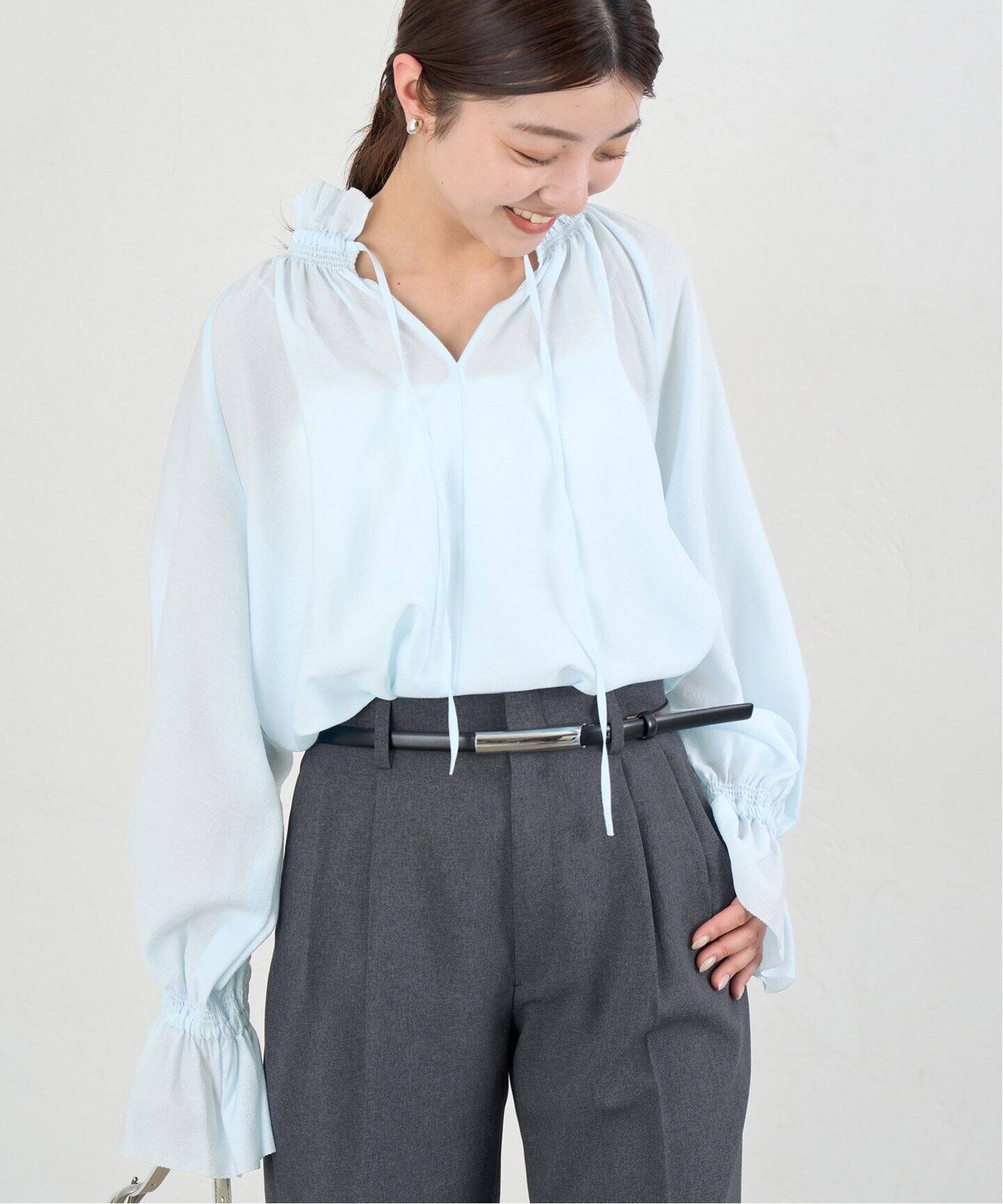 シアーフリルギャザーブラウス（シャツ／ブラウス）｜IENA（イエナ）の