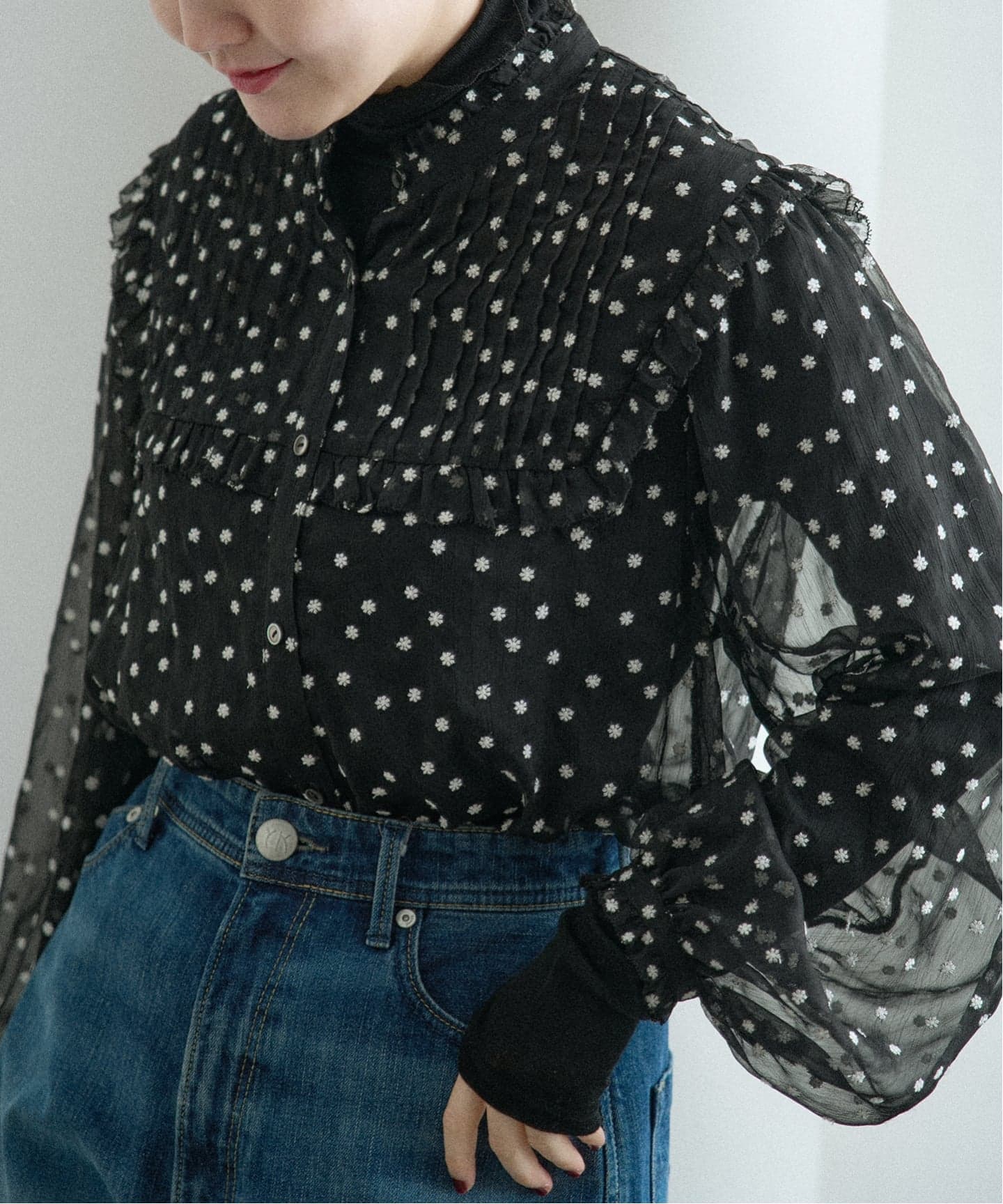 WEB限定/追加2》楊柳フリルピンタックブラウス（シャツ／ブラウス