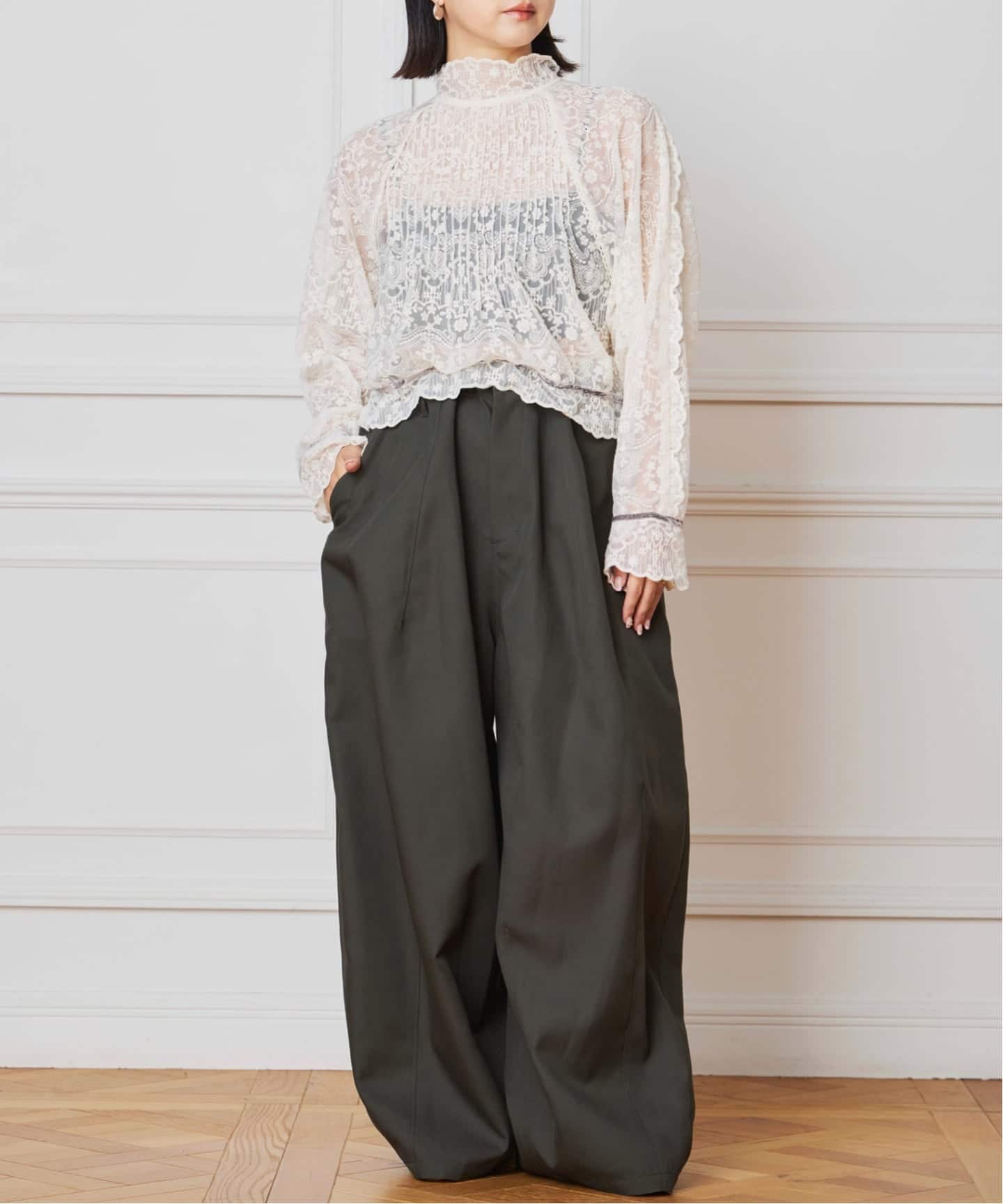 IENA LA BOUCLE チュールエンブロイダリーブラウス（シャツ／ブラウス