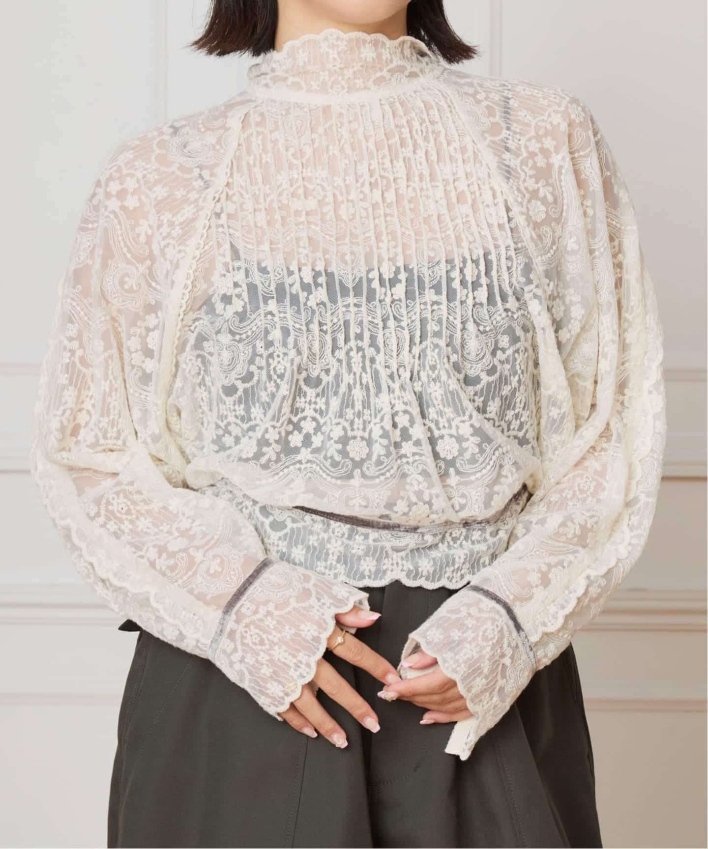 IENA LA BOUCLE チュールエンブロイダリーブラウス（シャツ／ブラウス