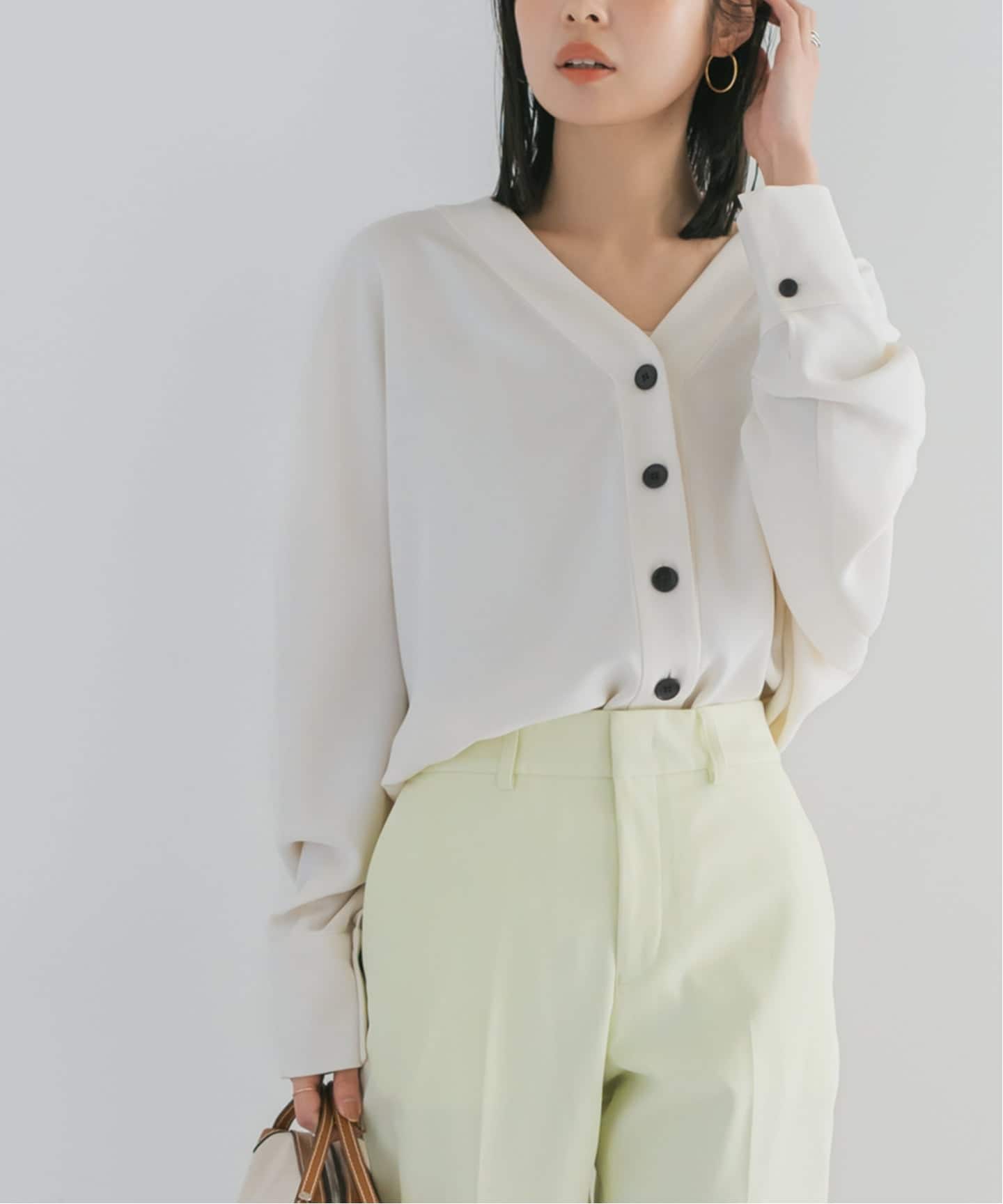 追加・WEB限定カラー》エステルダブルクロスカーデブラウス（シャツ