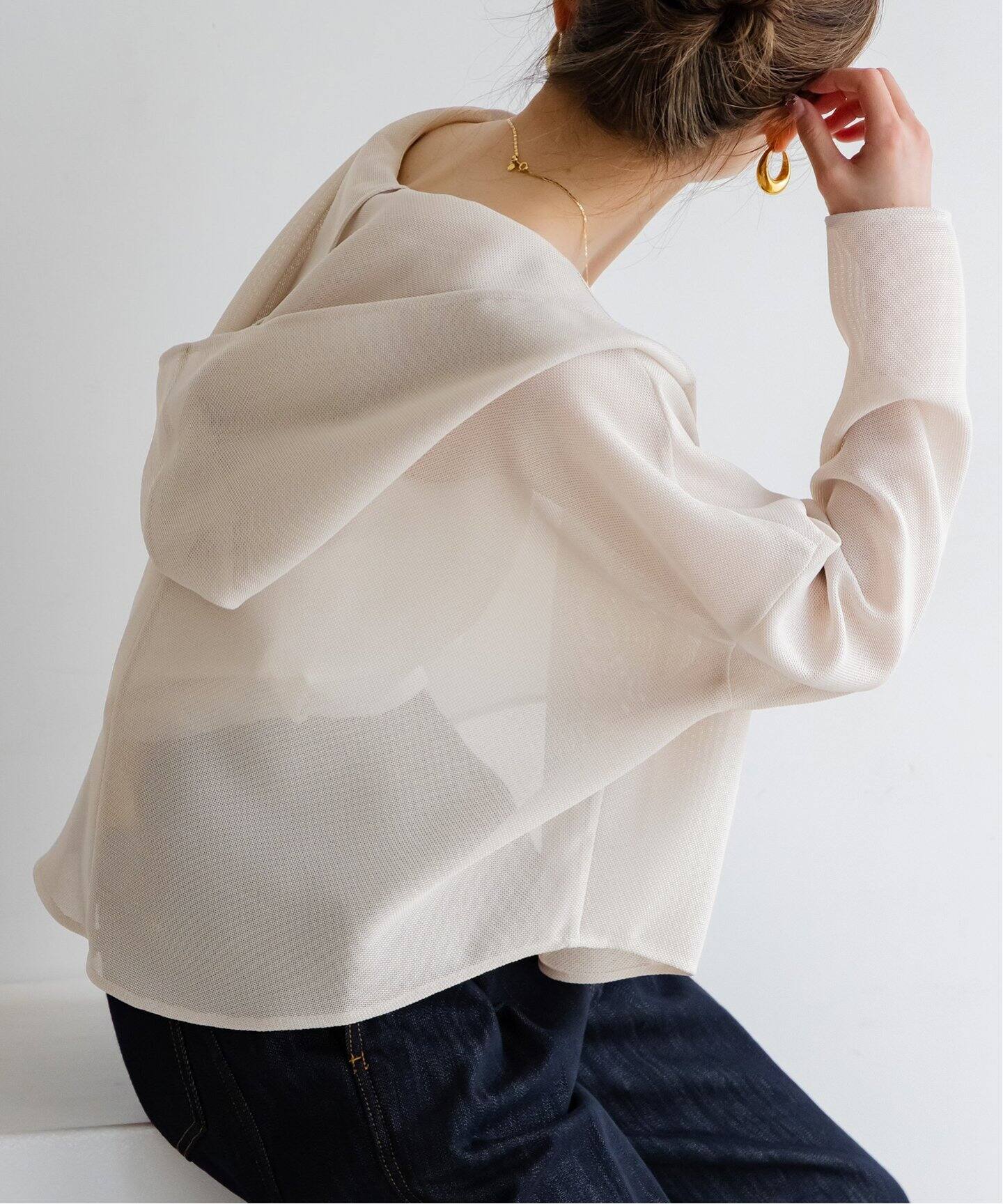 ブリーズメッシュショートフードブラウス（シャツ／ブラウス）｜NOBLE