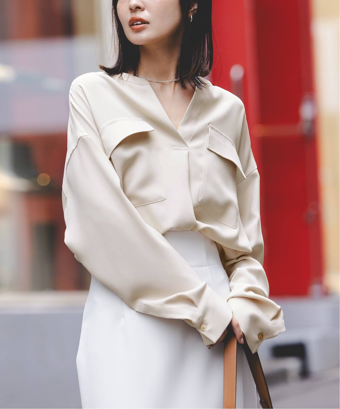 WEB限定追加》ワークディテールドレープシャツ 5（シャツ／ブラウス