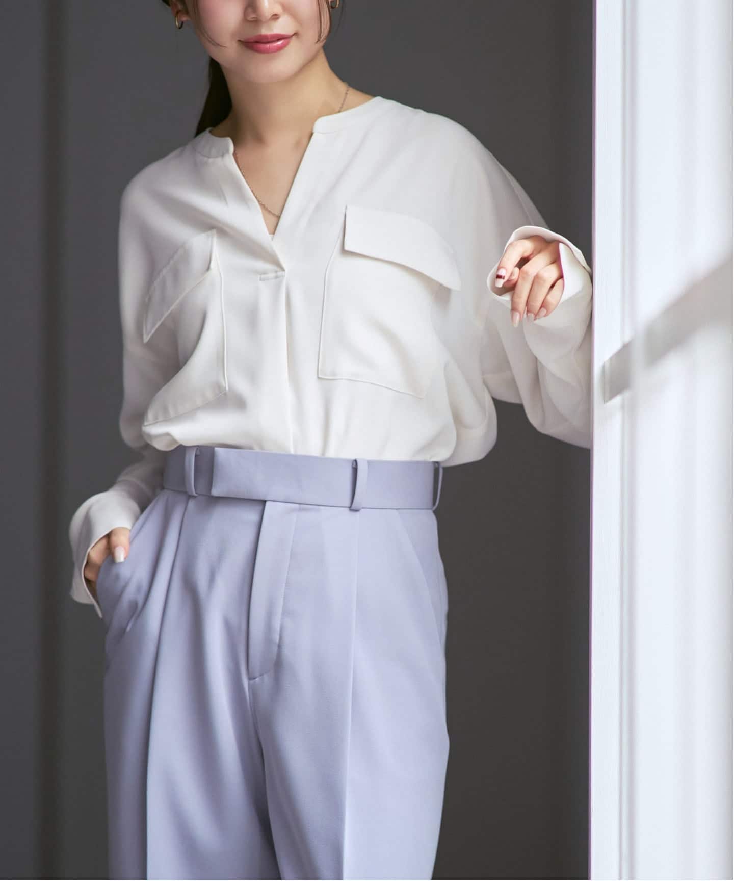 追加・WEB限定カラー》ワークディテールドレープシャツ（シャツ