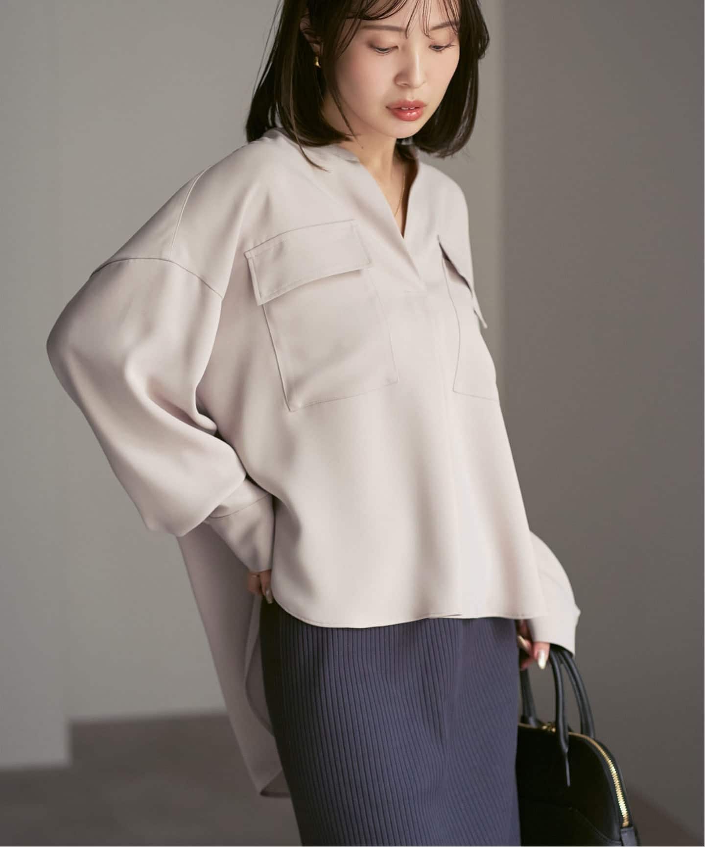 追加・WEB限定カラー》ワークディテールドレープシャツ（シャツ