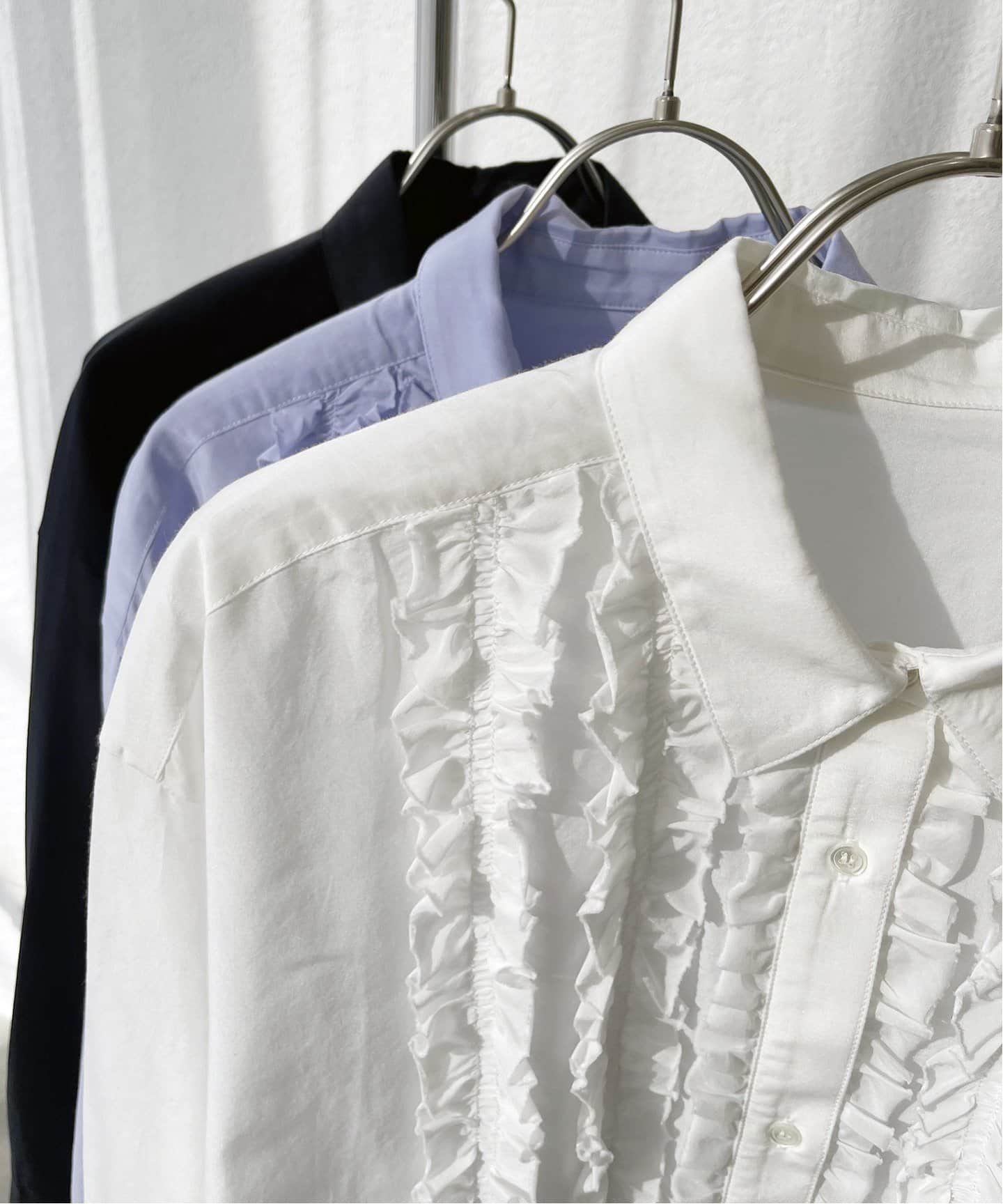 追加》コットンシルクフロントフリルブラウス（シャツ／ブラウス