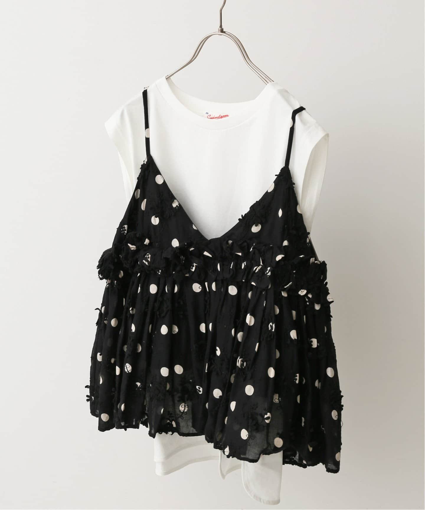 トップス crinkle crinkle crinkle dot frill cami トップス crinkle