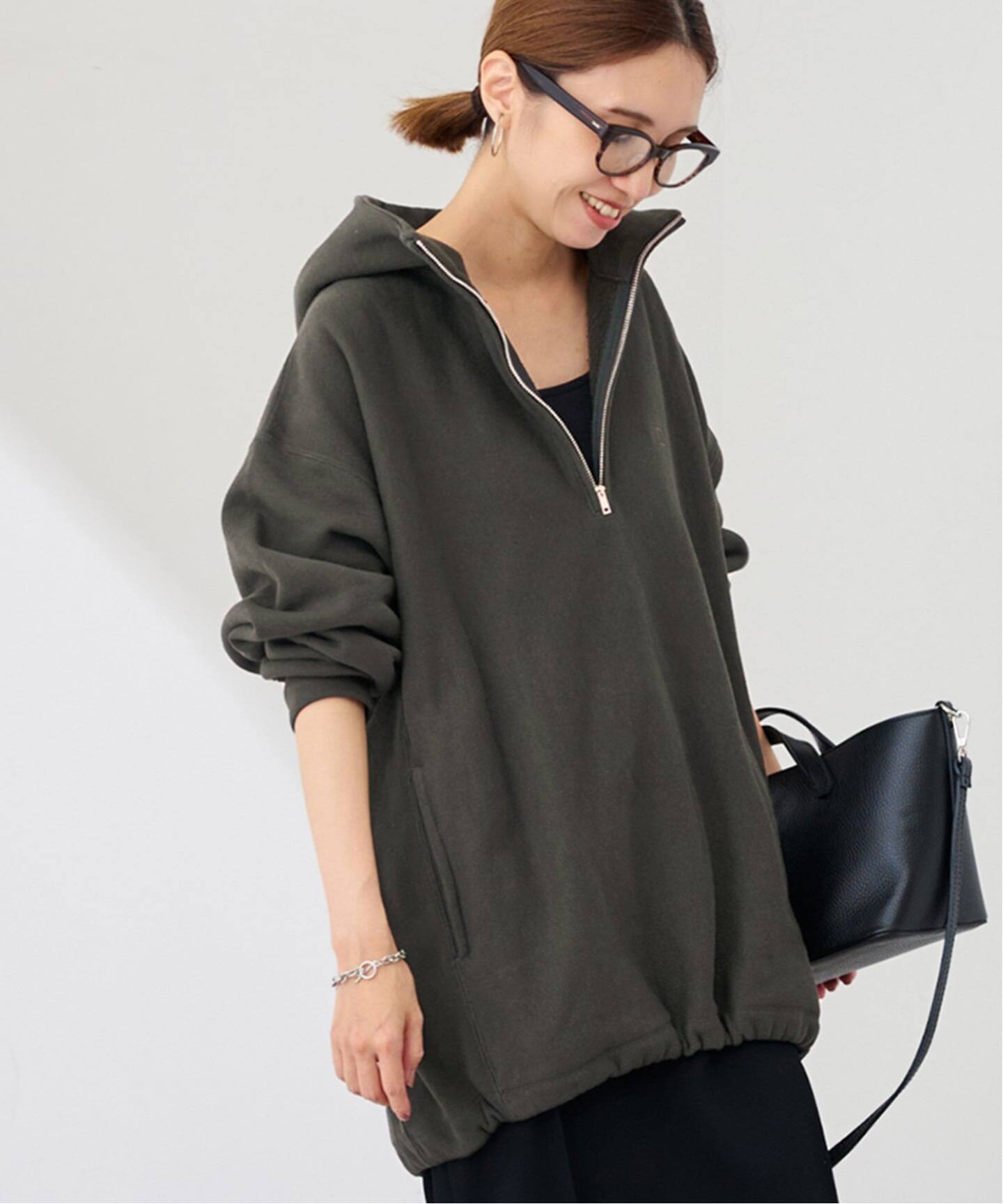 Champion 別注REVERSE WEAVE11.5OZフードハーフジップドロストプル