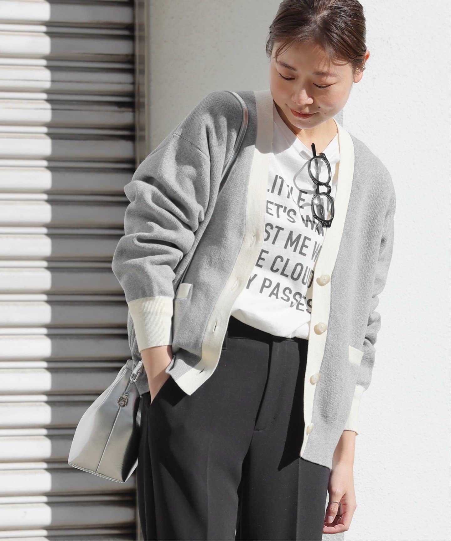 ダブルニットコントラストカーディガン（カーディガン）｜JOURNAL