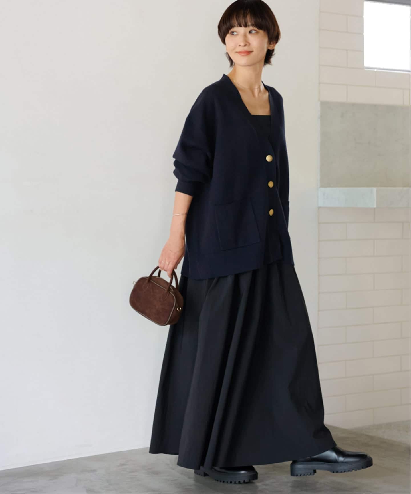 追加》[25AW新作］コットンカシミヤミックスダブルニットVネック