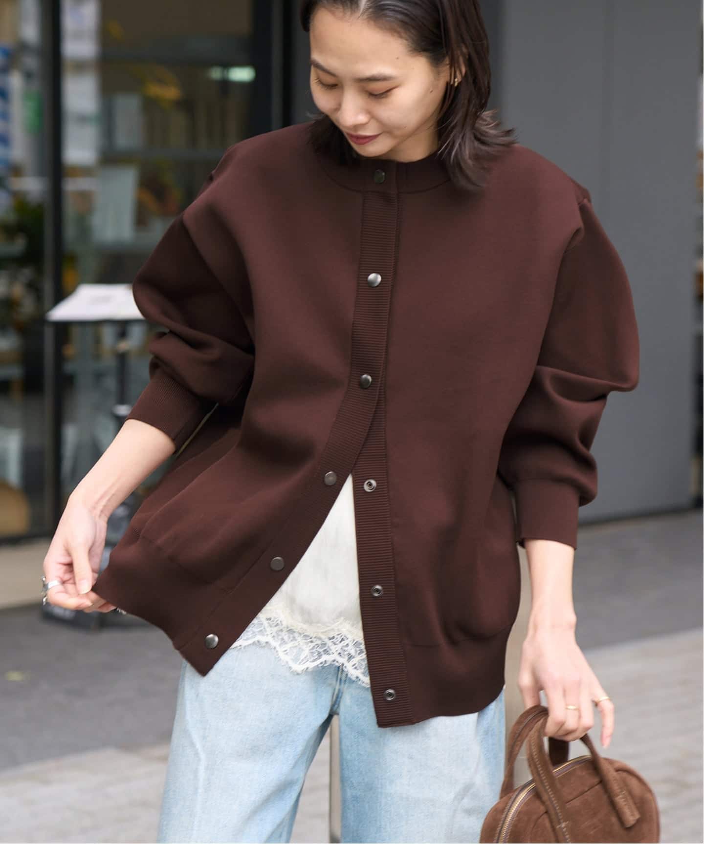 WEB限定追加》ウォッシャブルバナナスリーブカーディガン