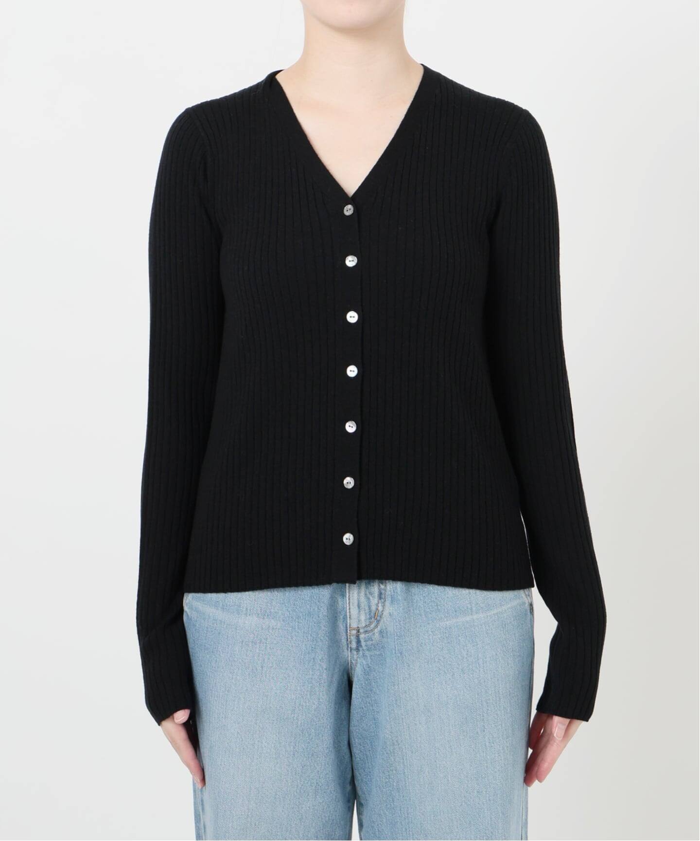 追加》イタリア ヤーン RIB Vネックカーディガン（カーディガン