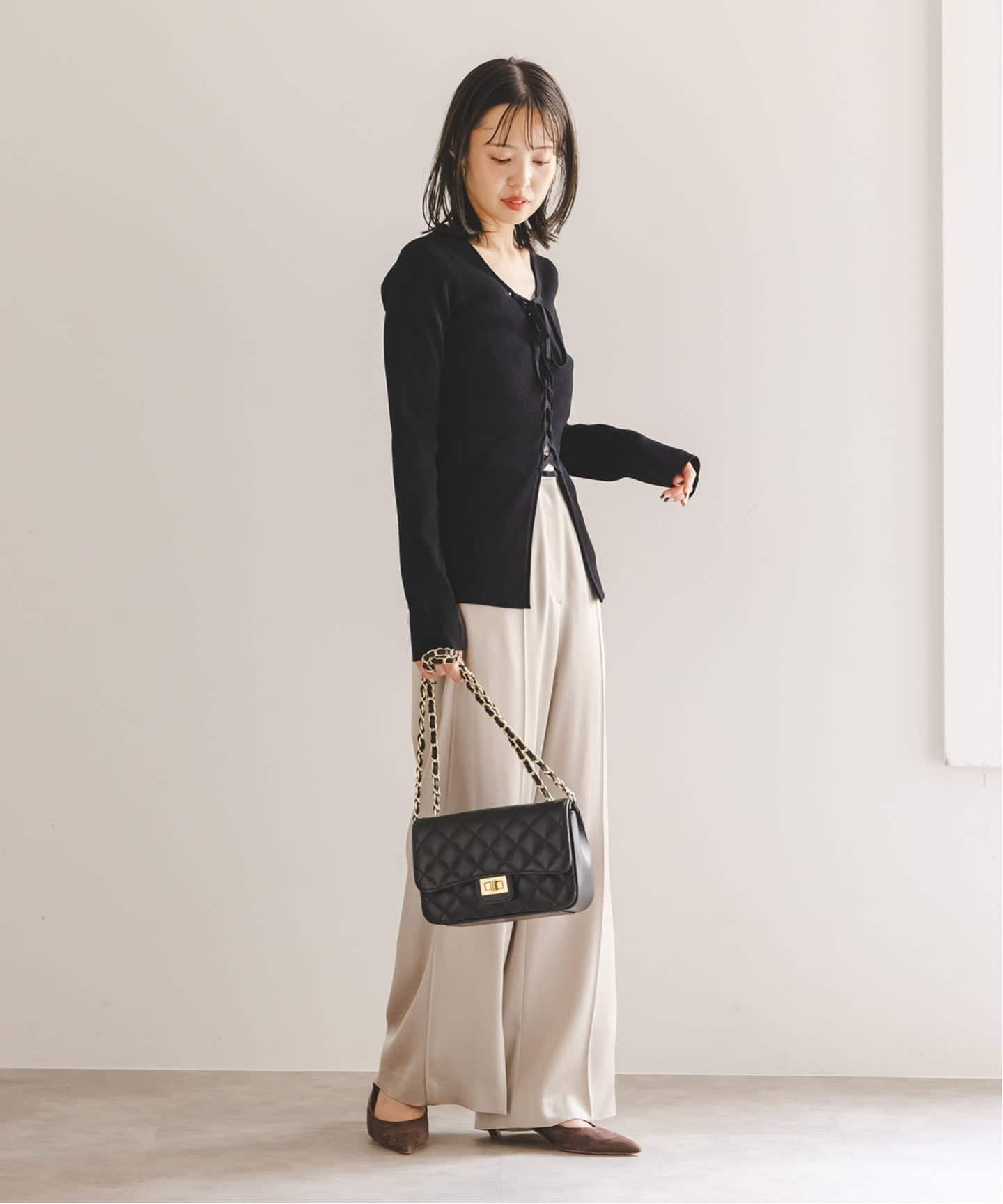 WEB限定追加》レースアップリブニット（ニット／セーター）｜NOBLE