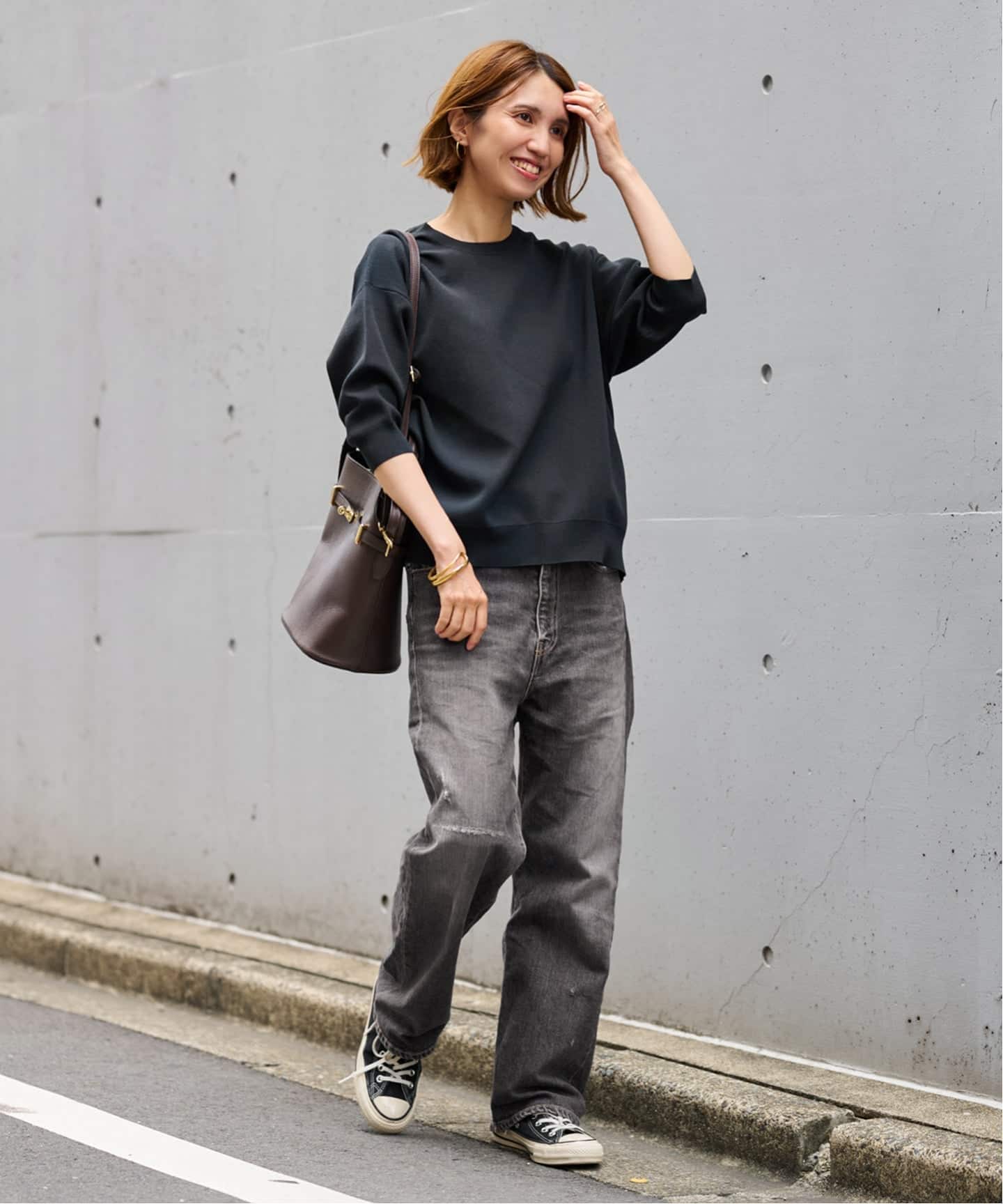 AULENTTI/オウレンティワンハンドル金具付きbasketバック