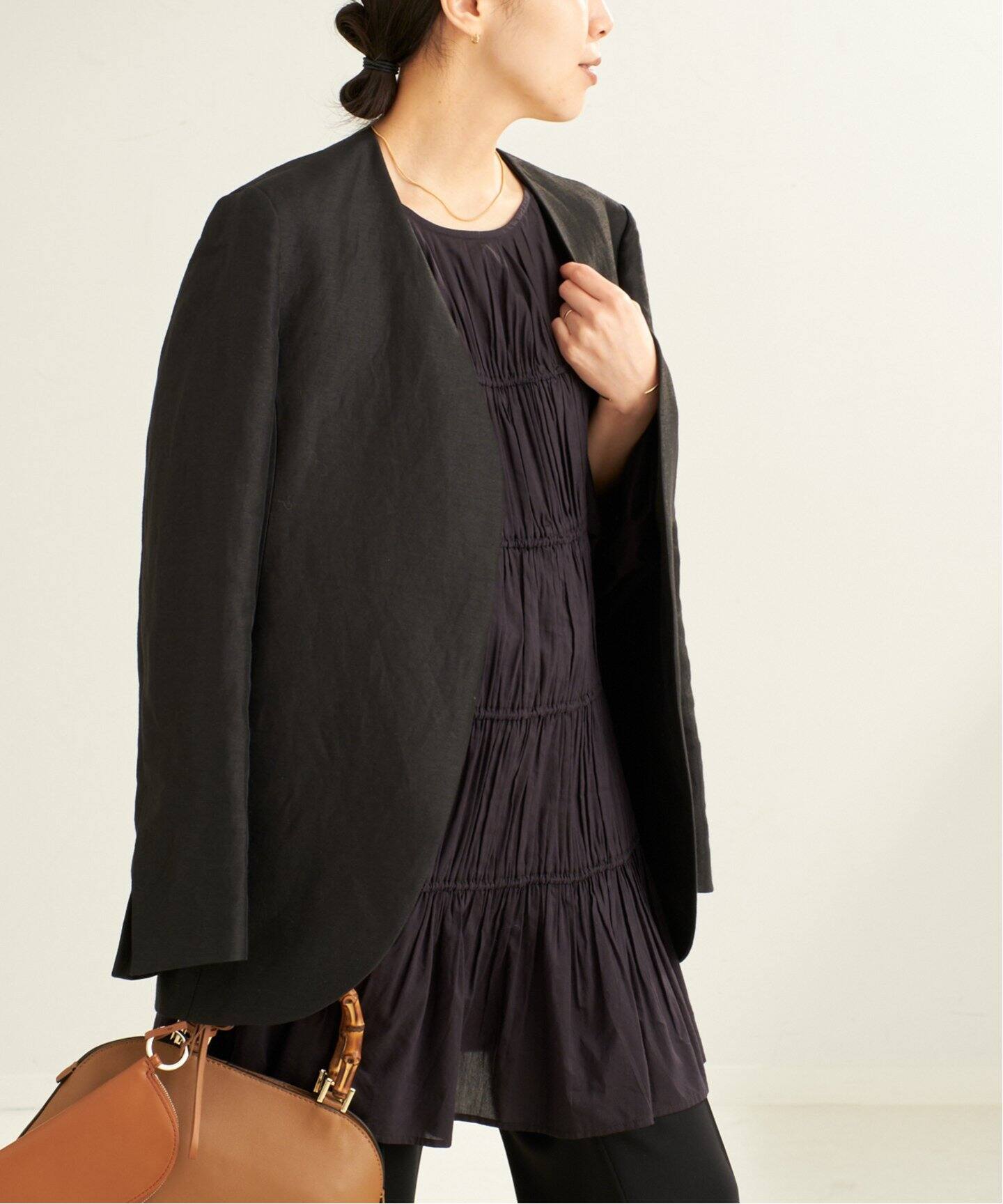 追加》Shantung ジャケット（ノーカラージャケット）｜Plage