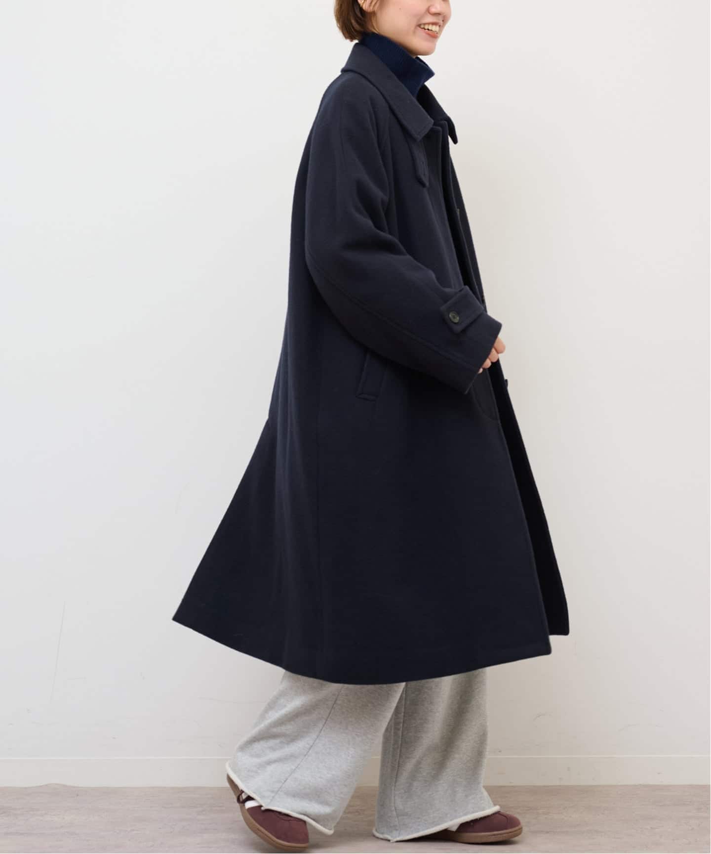 尾州ウールスーパー100ステンカラーコート（ステンカラーコート