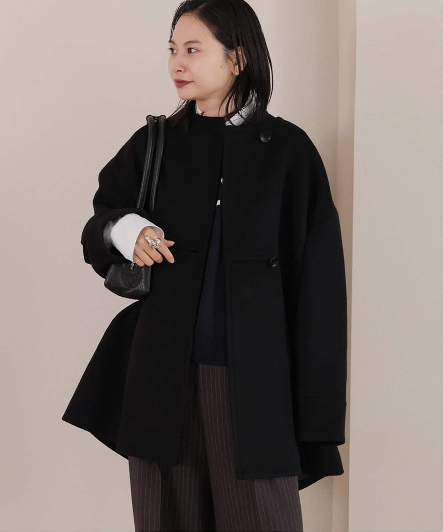 追加2》スーパー140ビーバーノーカラーミドルコート（ノーカラーコート