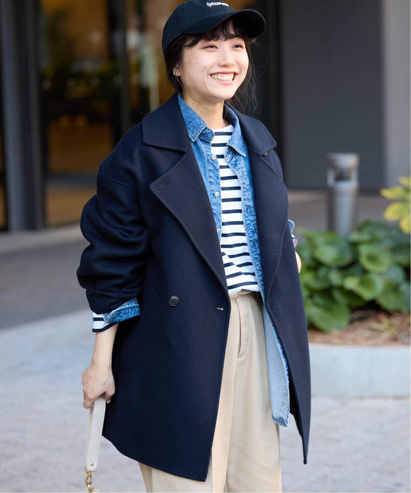 追加》souple wool ダブルフェイスミドルコート（ピーコート）｜SLOBE