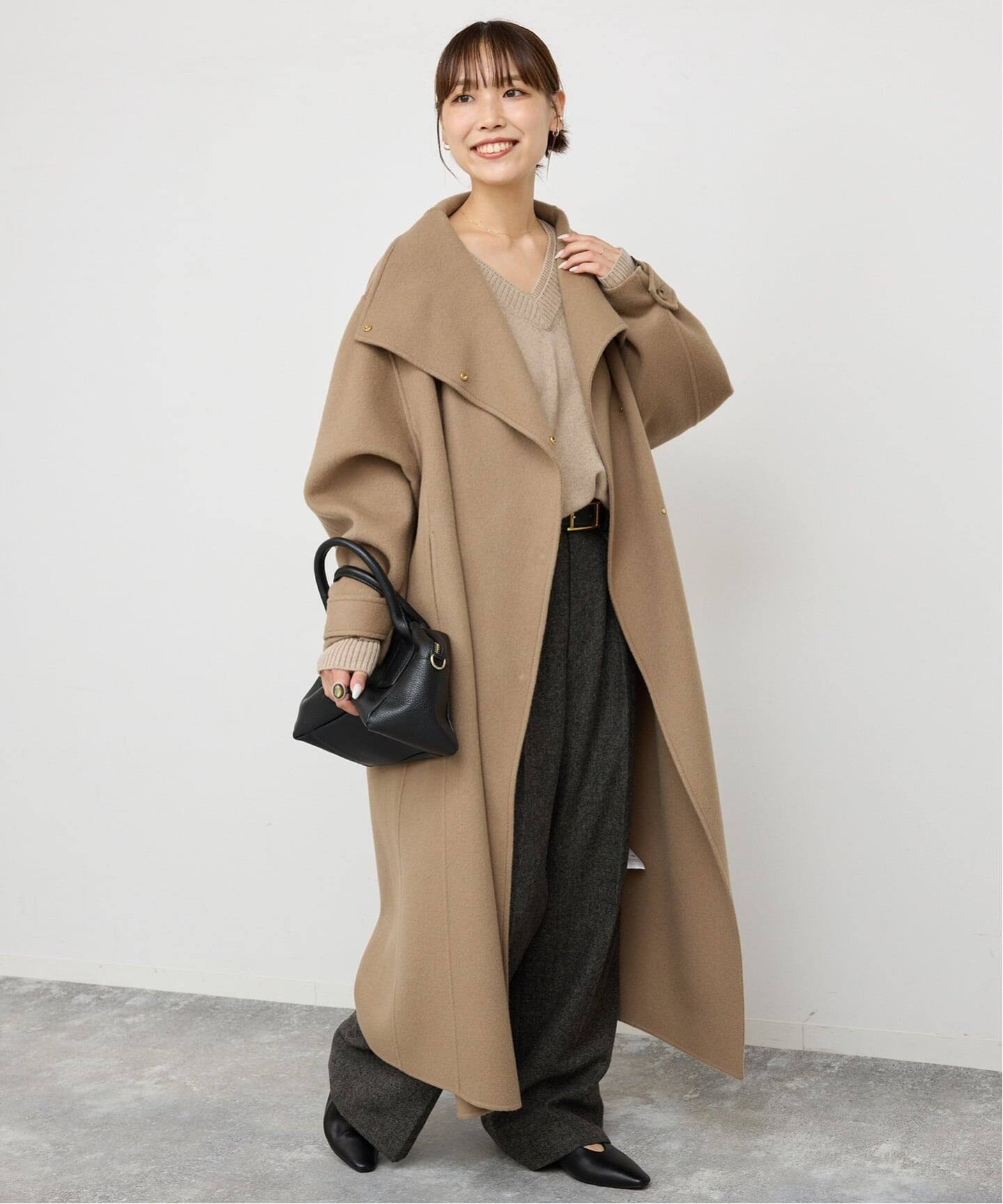 ビーバーニュアンスカラーオーバーコート（ノーカラーコート）｜Spick