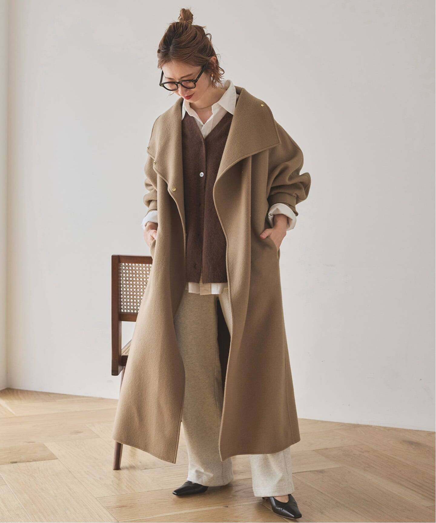 ビーバーニュアンスカラーオーバーコート（ノーカラーコート）｜Spick