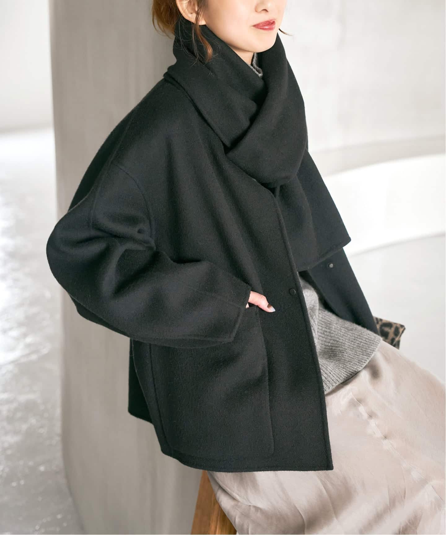 追加》ビーバーストール付きセットコート（ノーカラーコート）｜Spick