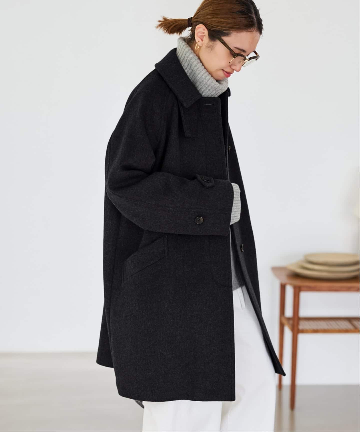 ≪WEB先行 / 追加≫ラムウールMIXシャルムバルカラーコート（ステン