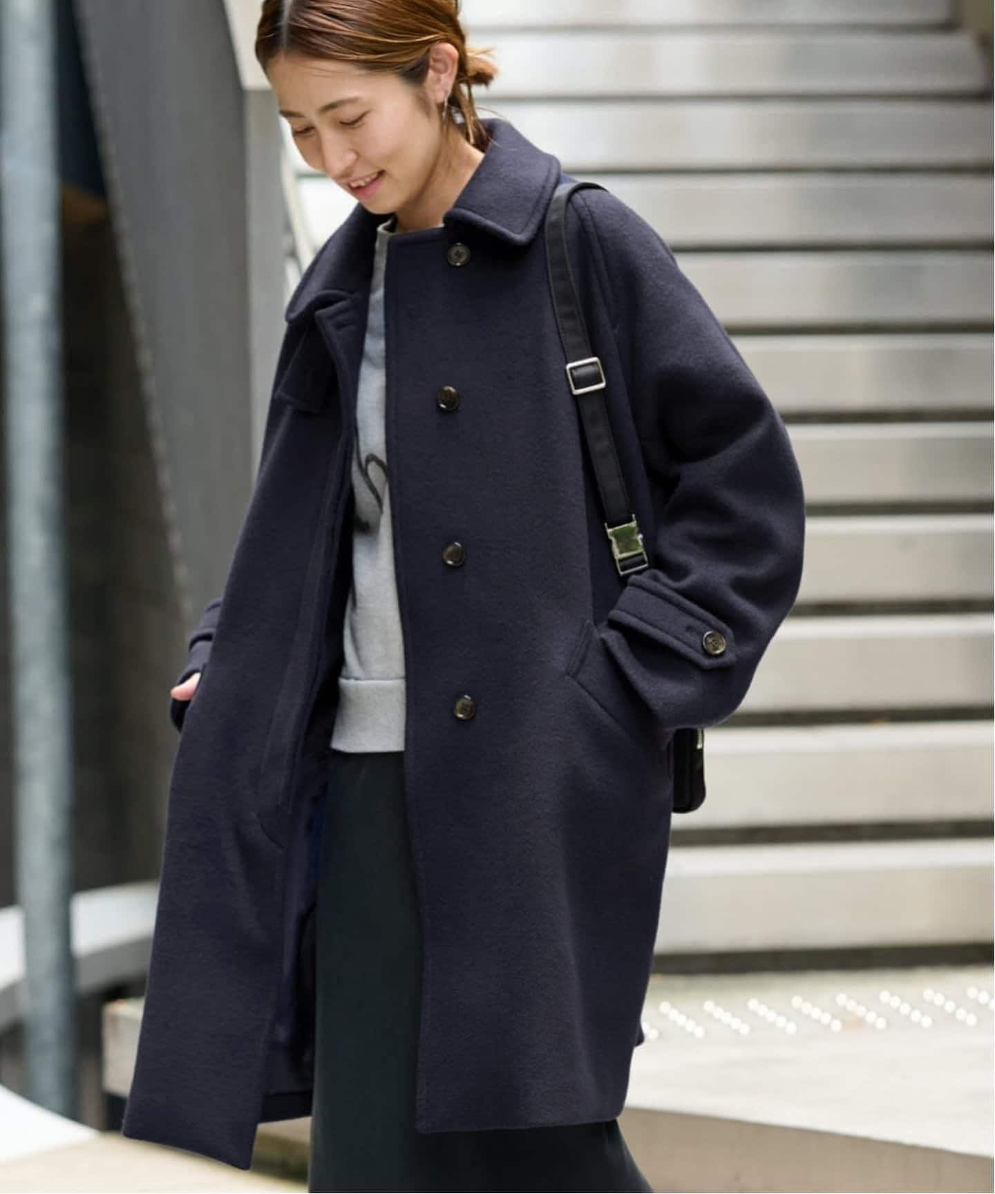 ≪WEB先行 / 追加≫ラムウールMIXシャルムバルカラーコート（ステン