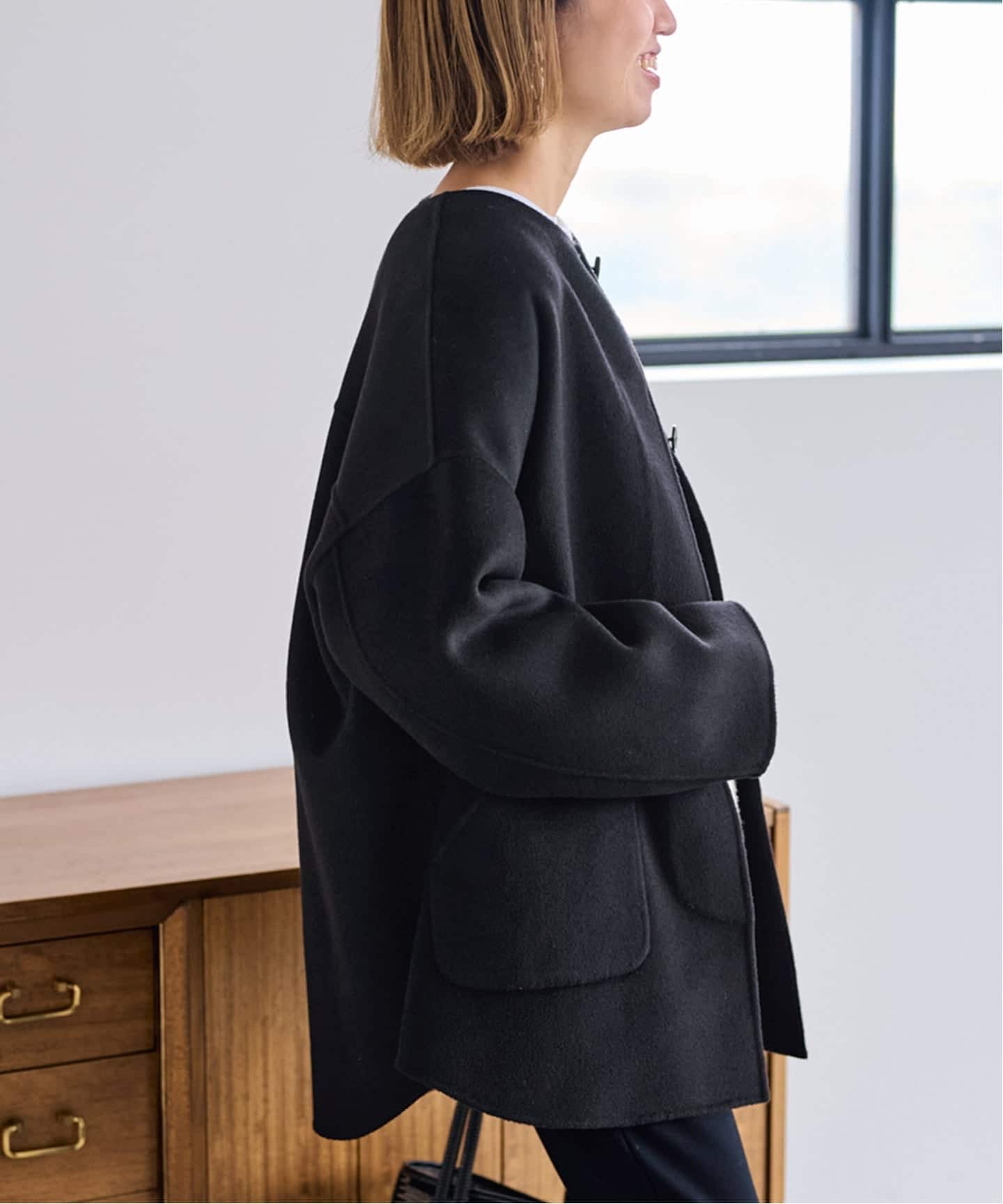 ≪WEB限定追加≫ハミルトンリバークルーネックコート（ノーカラー