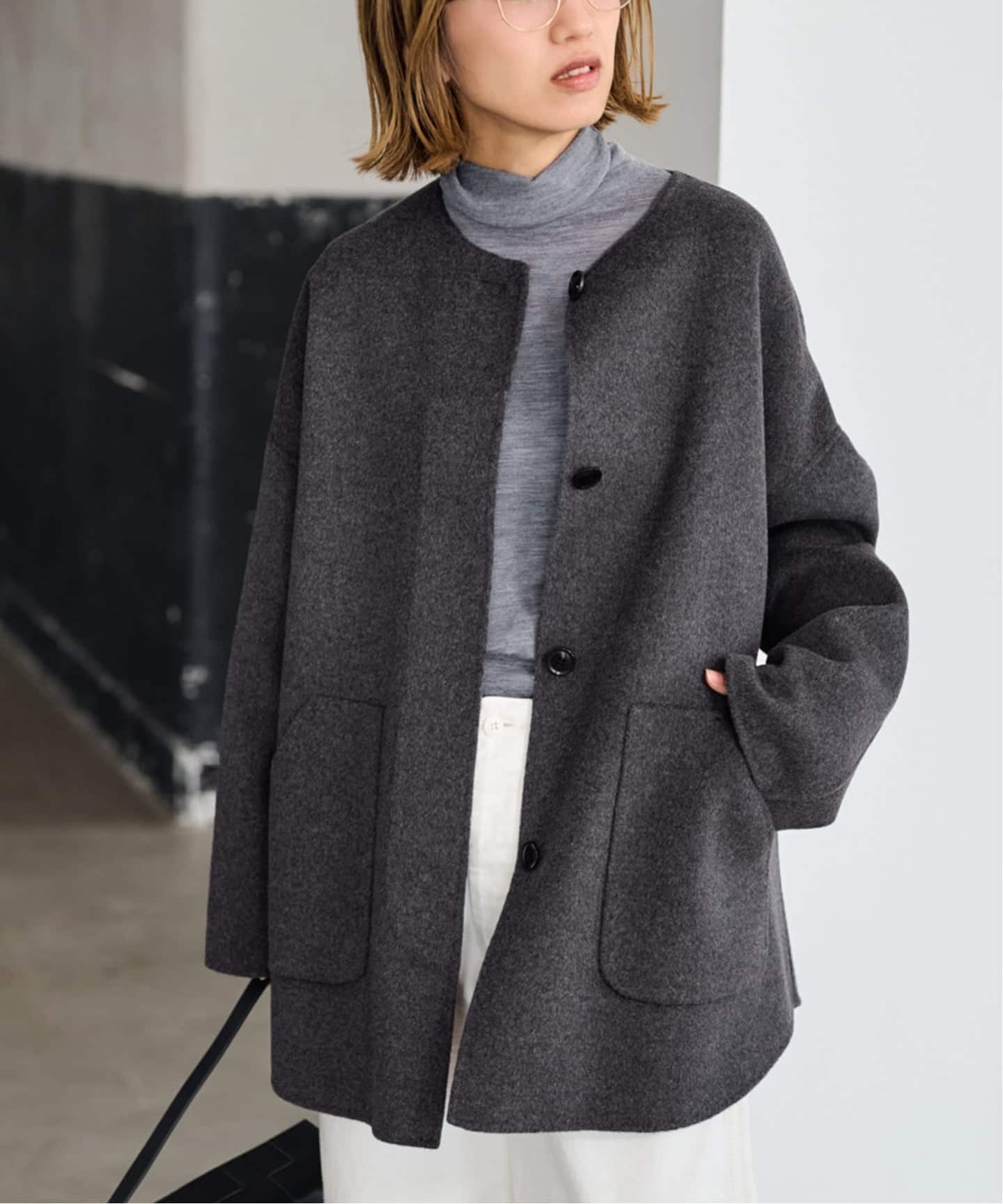 ≪WEB限定追加≫ハミルトンリバークルーネックコート 2（ノーカラー