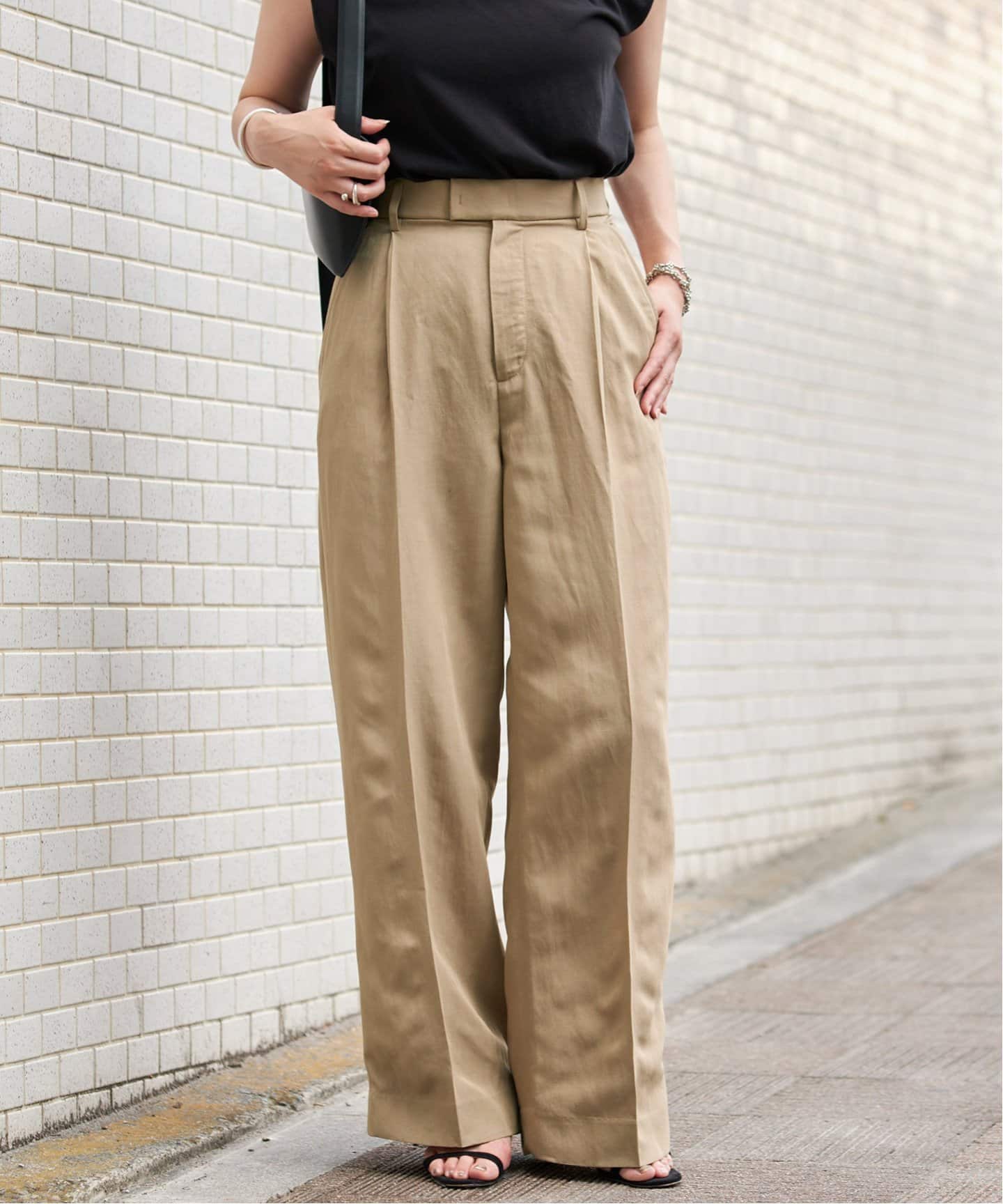 レーヨンリネンタンブラータックパンツ（スラックス）｜VERMEIL par