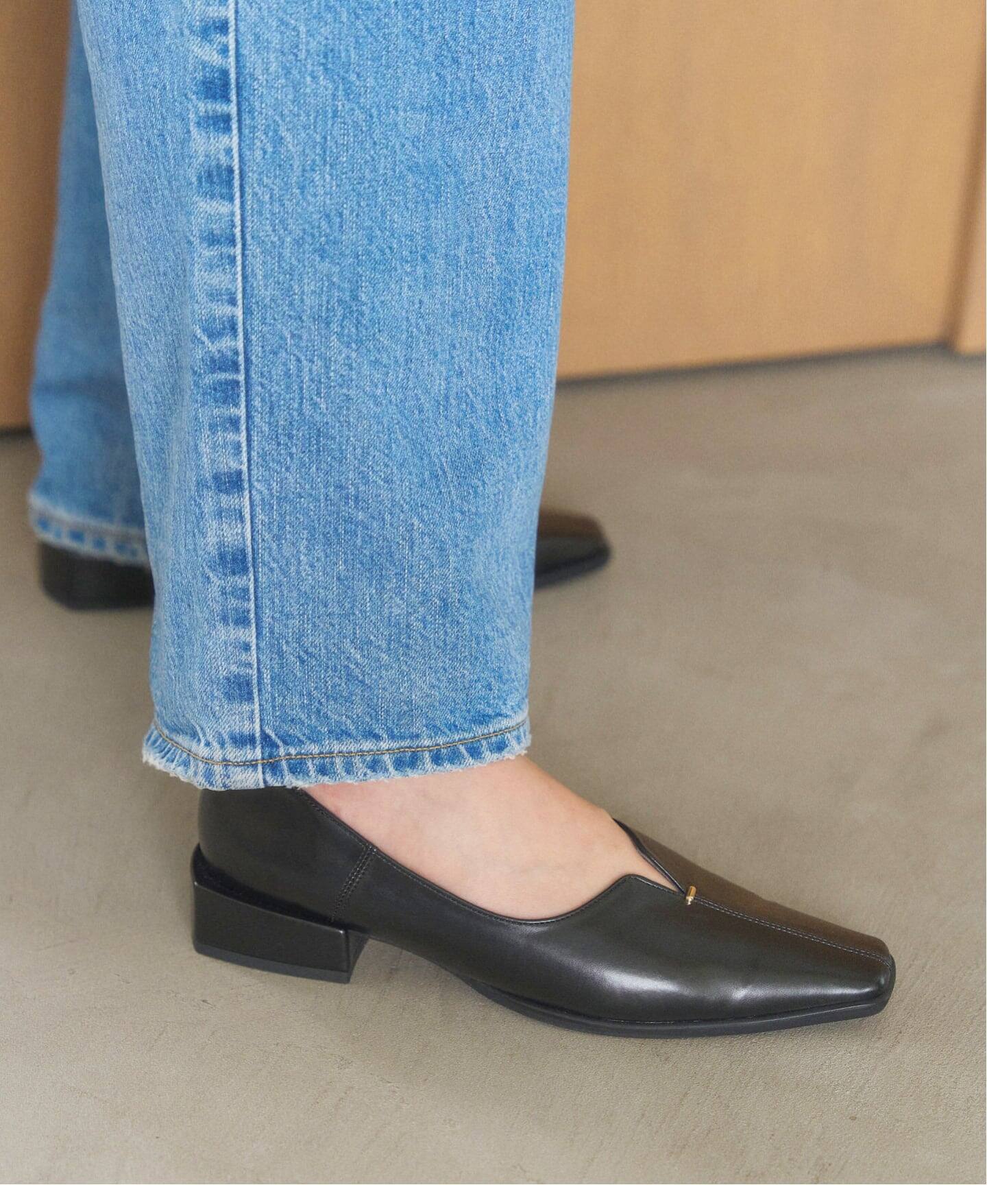 追加3》2.5cmスクエアスリットソフトフラット（フラットシューズ）｜LE