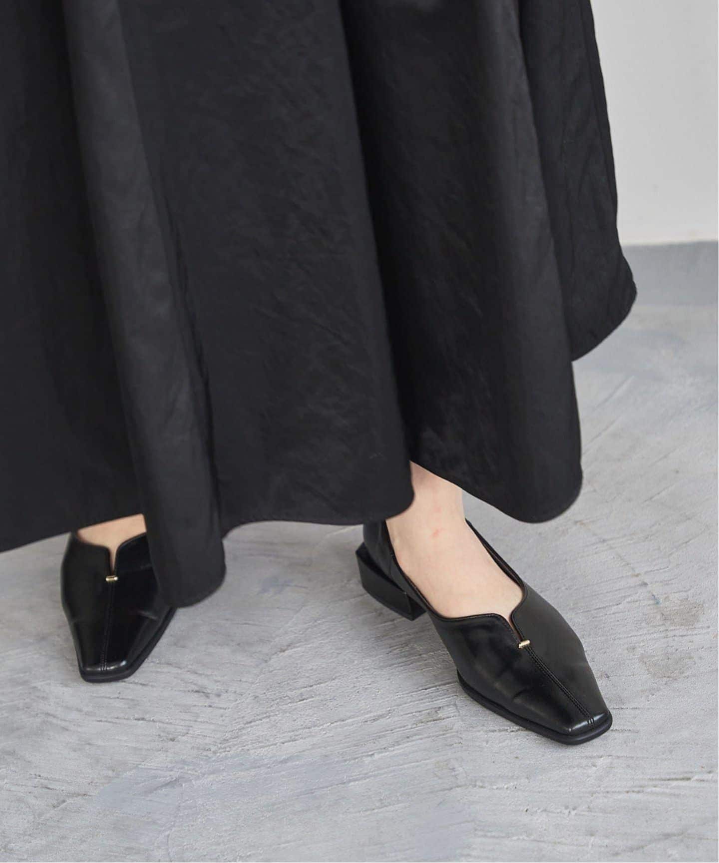 追加3》2.5cmスクエアスリットソフトフラット（フラットシューズ）｜LE