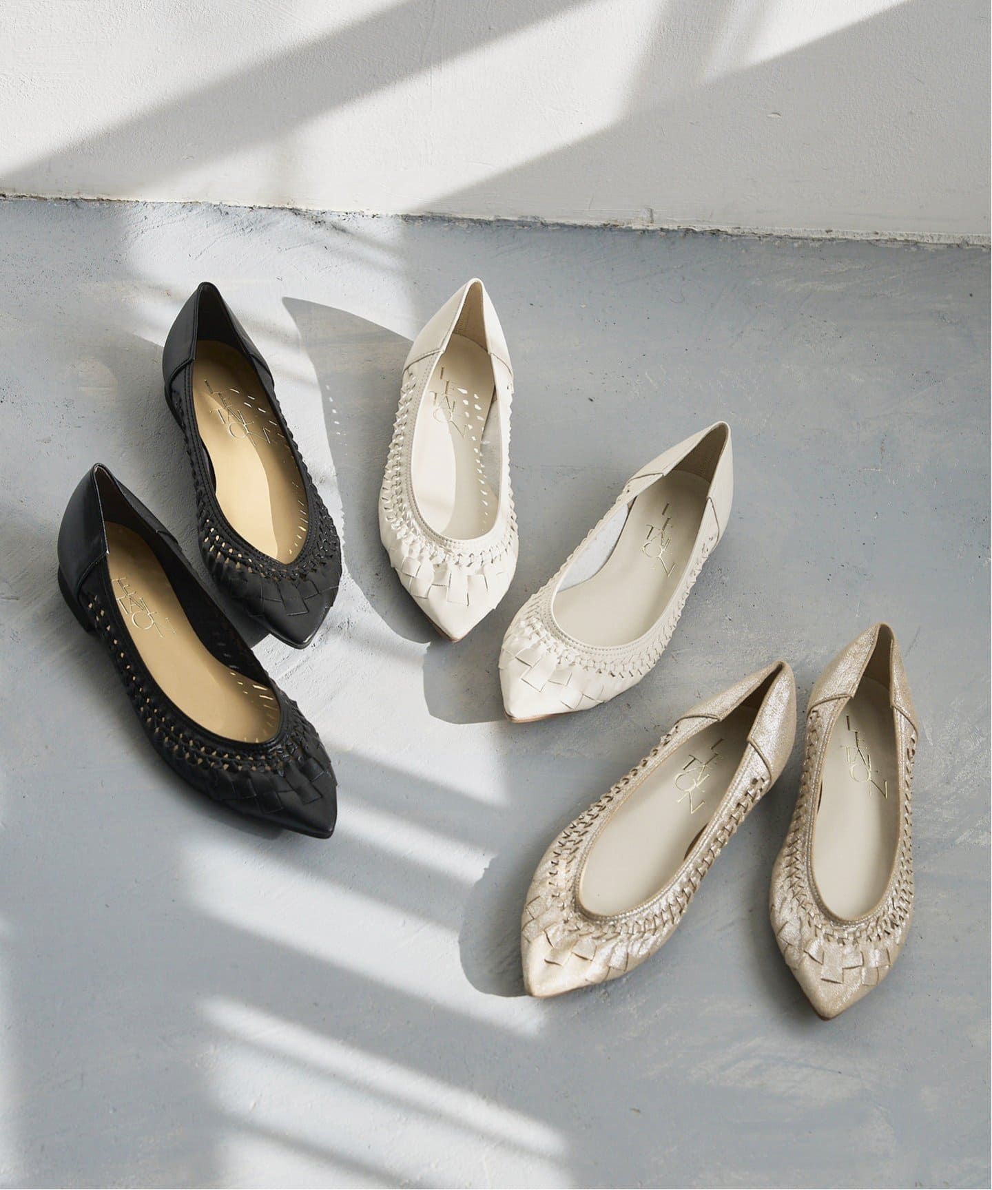 追加》ポインテッドサシメッシュフラット（フラットシューズ）｜LE