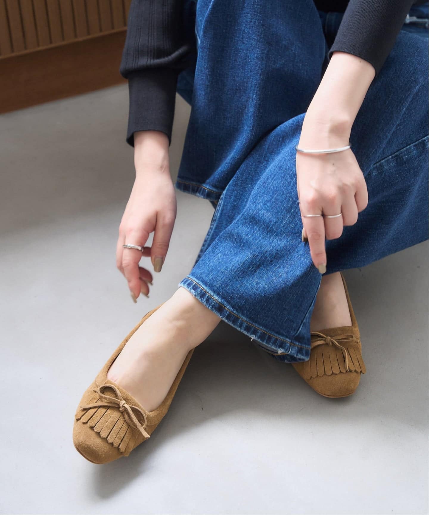 追加》レザーキルトタッセルフラット（フラットシューズ）｜LE TALON