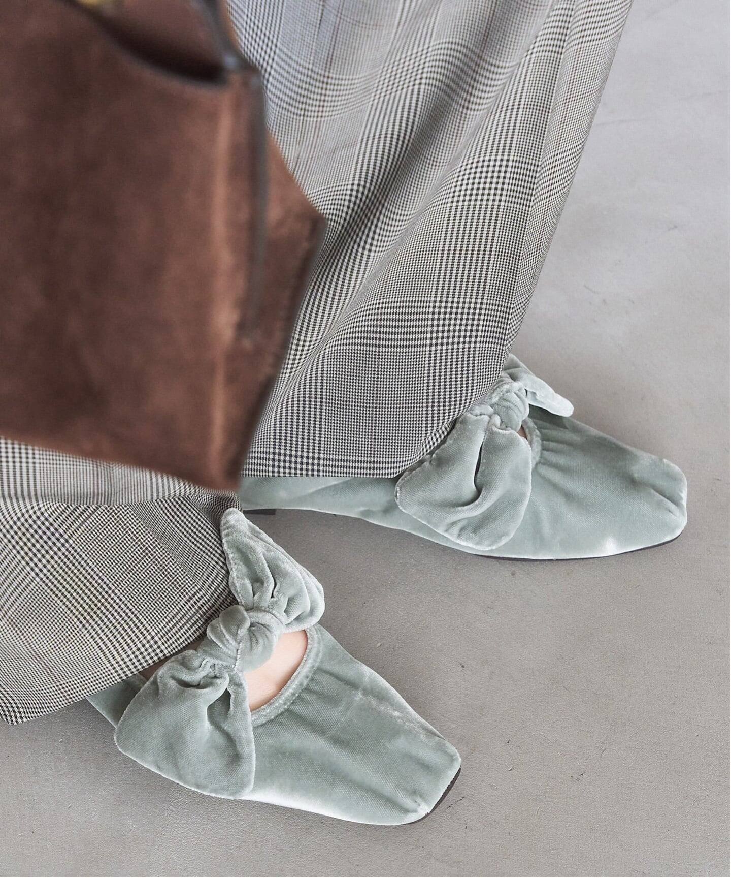 追加3》スクエアベルベットリボンフラット（フラットシューズ）｜LE